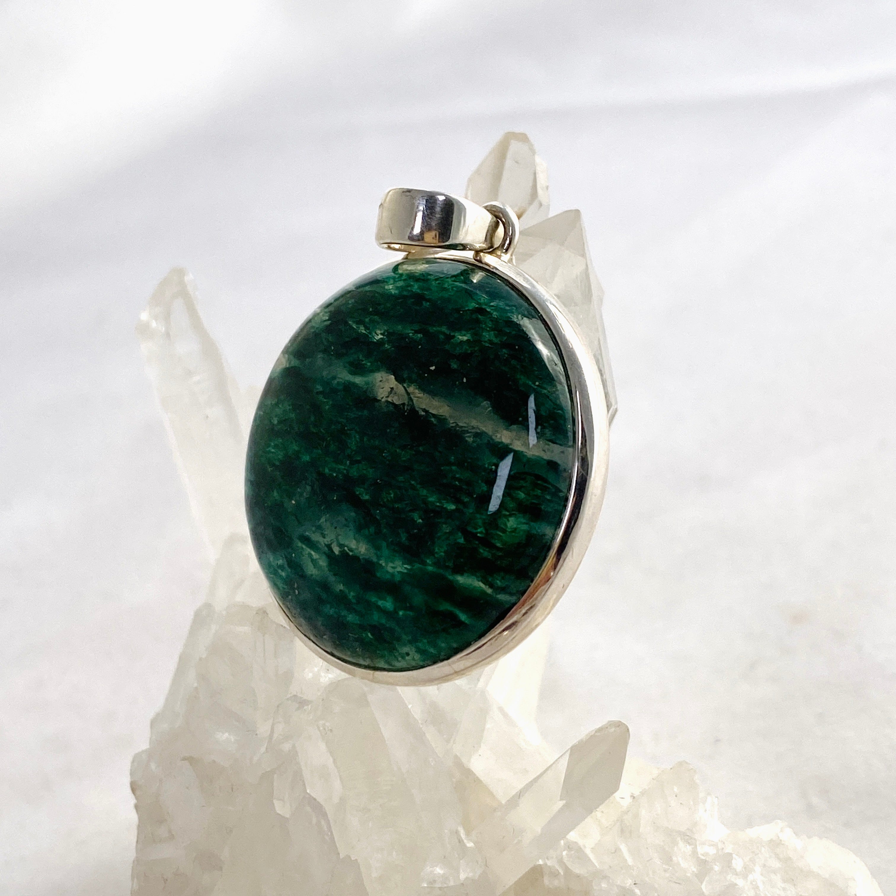 Natural Green Aventurine Round Cabochon Pendant Necklace - PPGJ846 - Perfect for Meditation, Yoga & Spiritual Jewelry Gifts