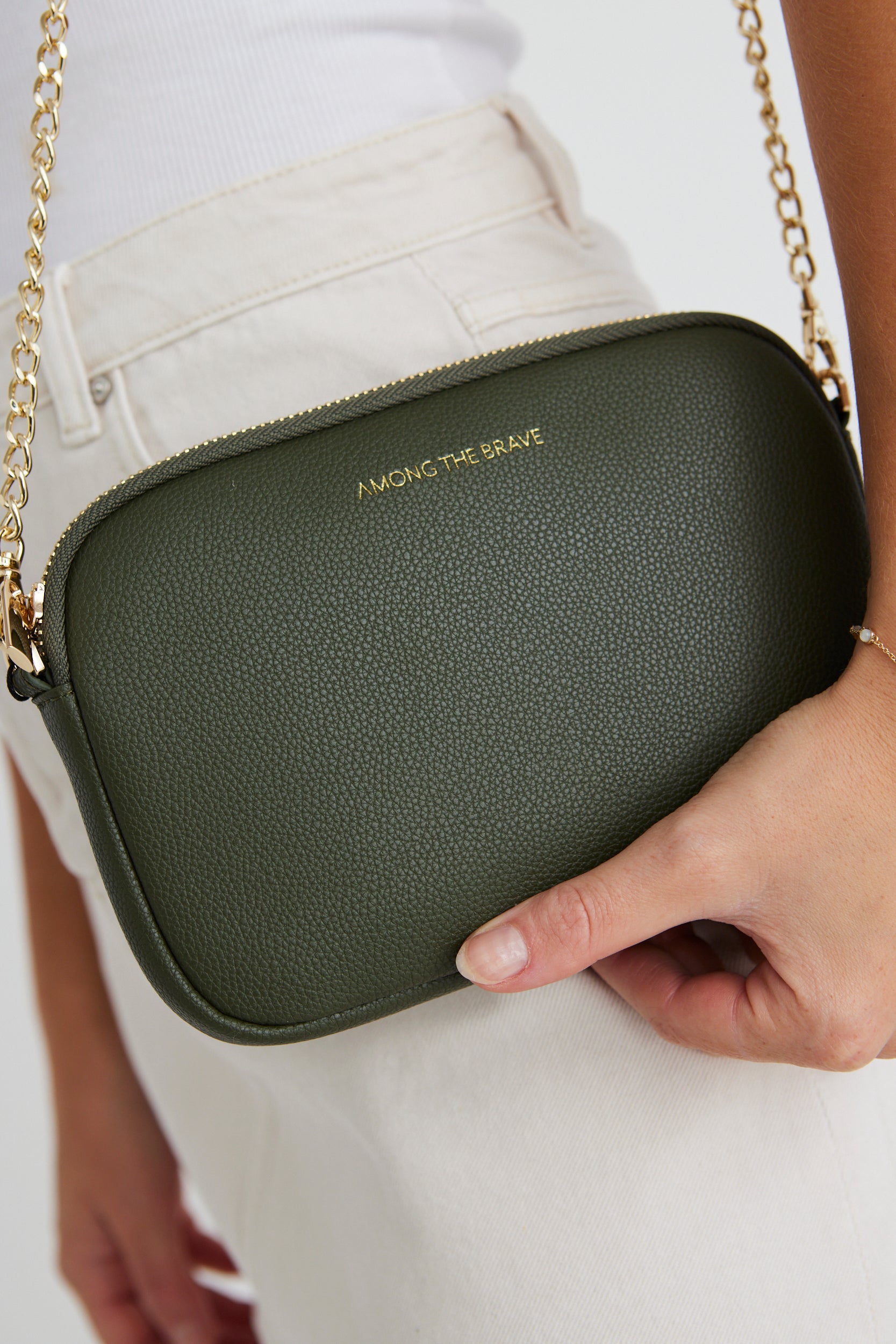 Florence Khaki Leather Crossbody Bag for Women - Stylish Single Pouch Handbag with Adjustable Strap, Perfect for Travel, Work & Everyday Use