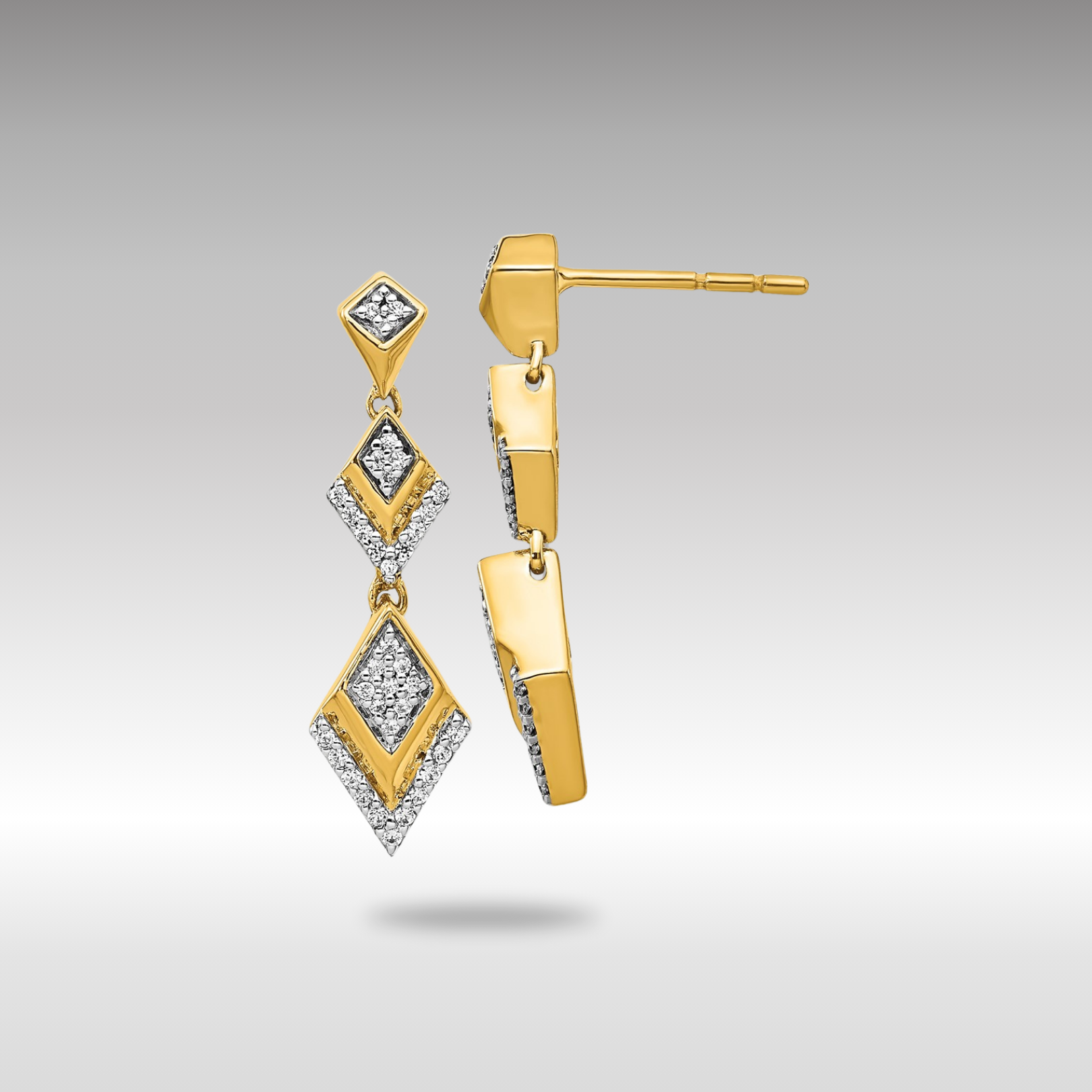 Luxury 14K Gold Diamond Dangle Earrings for Women - Elegant Fancy Post Drop Earrings EM3905 025 YA - Perfect for Parties, Weddings & Special Occasions