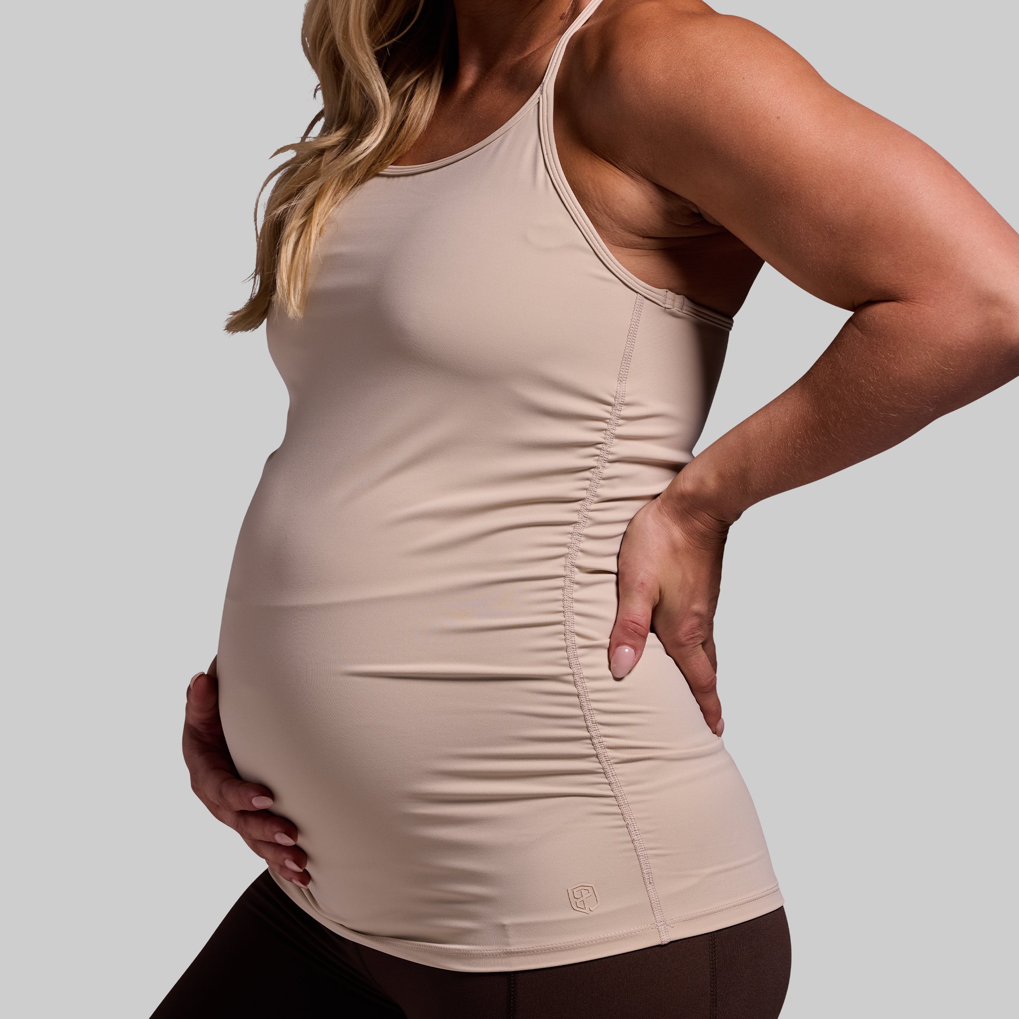 Maternity Drop Shot Tank Top for Women - Soft & Comfortable Nursing Shirt (Oatmeal) - Perfect for Pregnancy, Breastfeeding & Everyday Wear