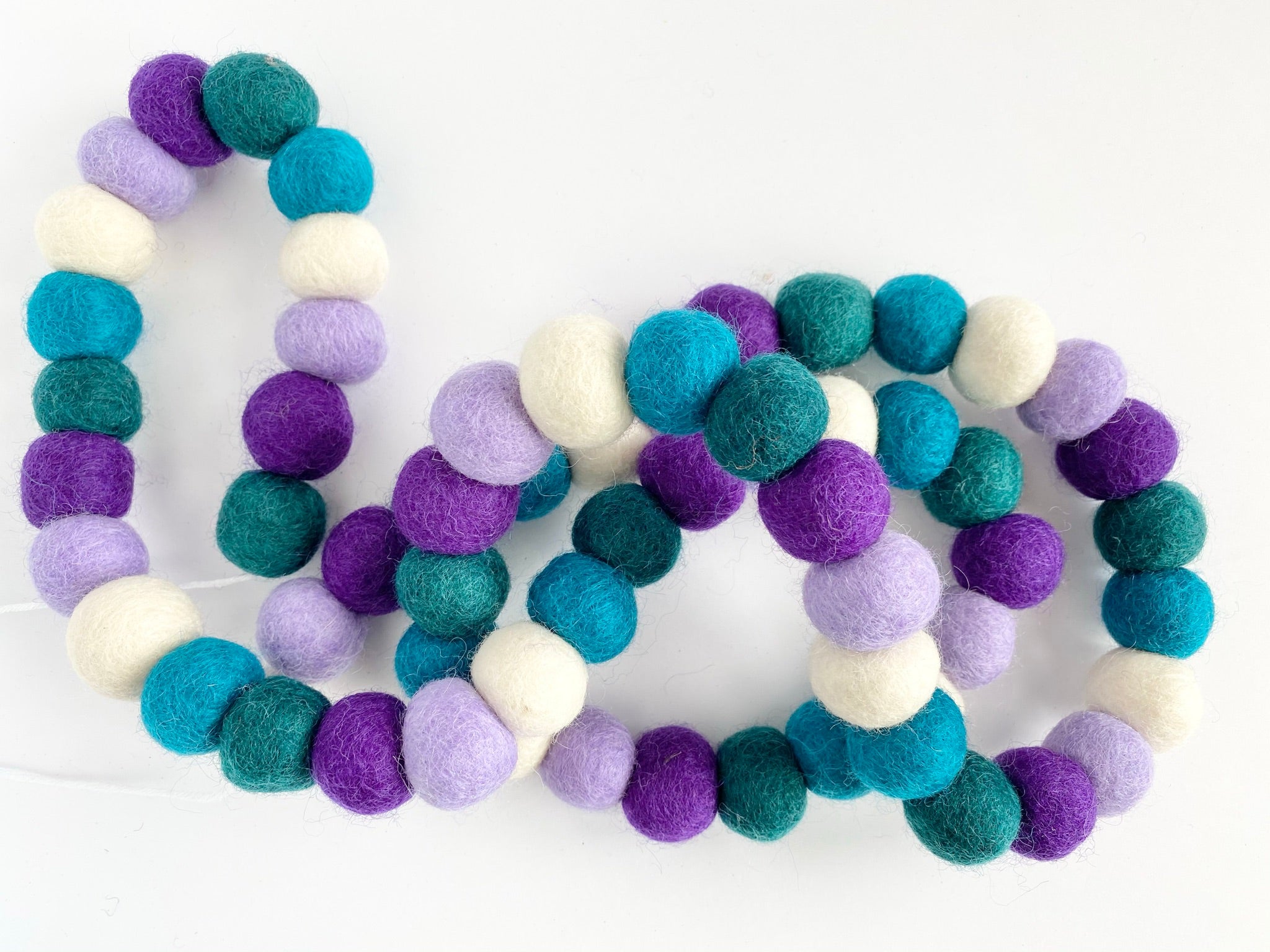Vibrant Purple & Blue Felt Ball Garland - Handmade Wool Decoration for Nursery, Wedding, Party & Home Decor - Perfect for Baby Showers, Christmas Tree, Wall & Mantel Decorations