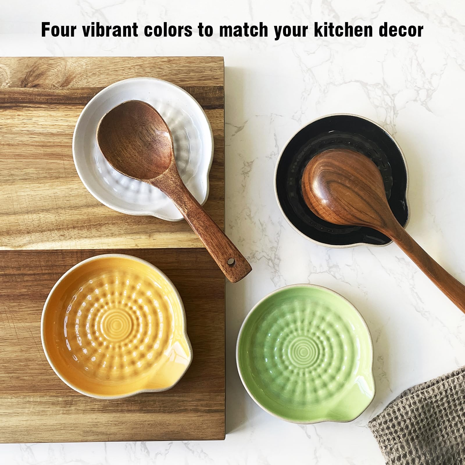 Ceramic Spoon Rest for Stove Top - Large Kitchen Counter Spoon Holder - Farmhouse Style Cooking Utensil Rest - Dishwasher Safe White Spoon Rest for Cooking, Baking & Serving (Perfect for Kitchen Counter, Stovetop Use & Dining Table Decor)