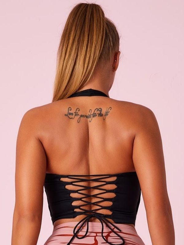 ZASUWA Women's Workout Sports Bras - Roman Knot Halter Design for Back Support & Style - Perfect for Yoga, Running & Gym Training
