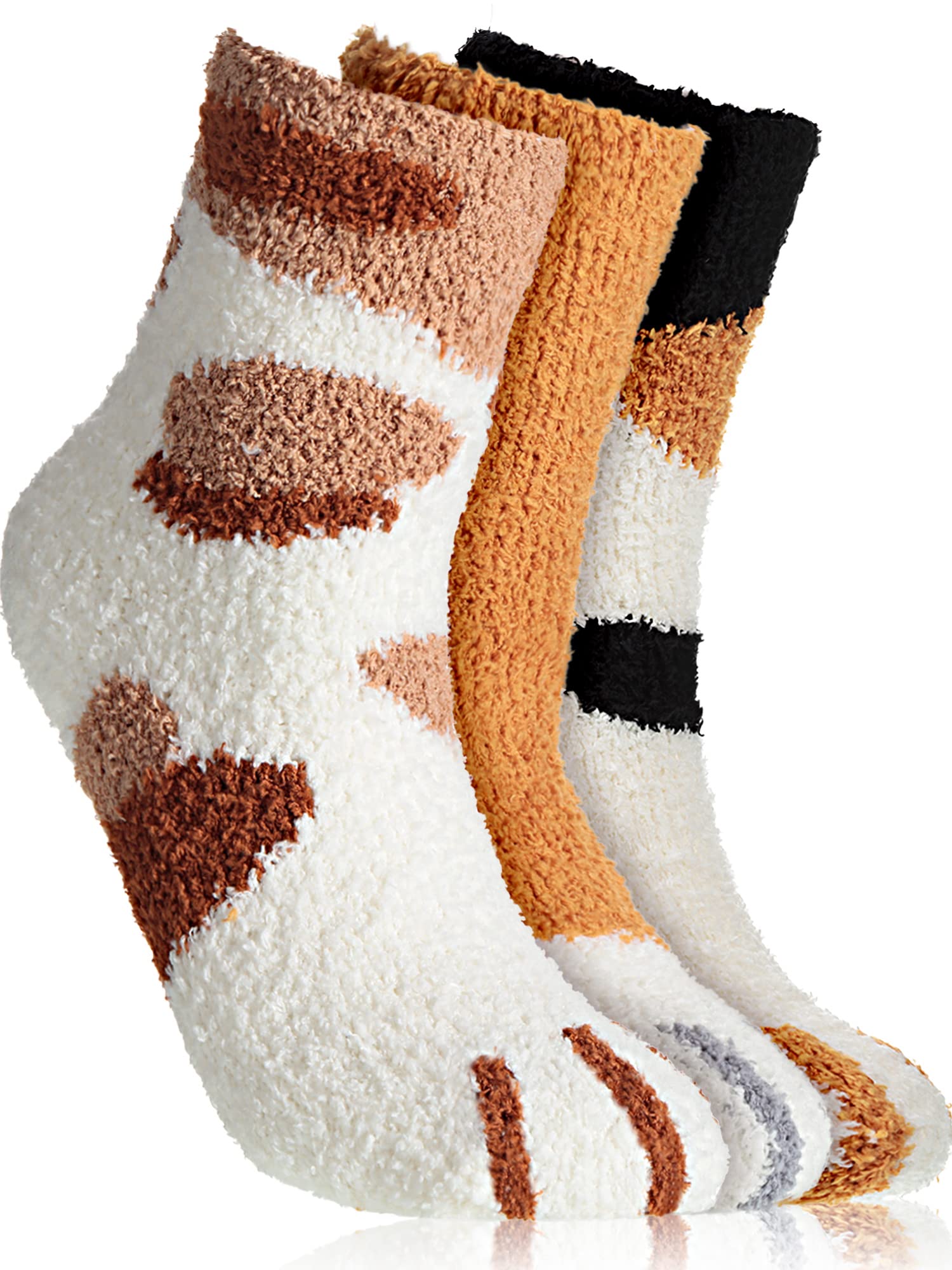 Hicarer 3 Pairs Cat Claw Socks - Cozy Winter Warm Slippers for Women - Perfect for Home & Sleep