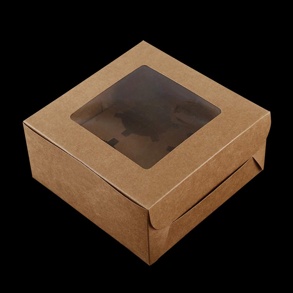 DOITOOL 4-Pack Christmas Windowed Cupcake Boxes - Cardboard Cake Containers with Stand for Donuts, Desserts & Holiday Treats | Perfect for Christmas Parties, Bakery Display & Gift Packaging