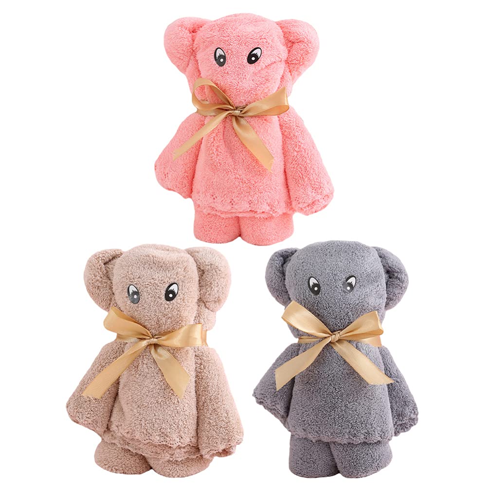 Balacoo 3-Pack Super Soft Coral Fleece Bear Towels - Ultra Absorbent Microfiber Bath & Beach Towels for Kids & Adults - Perfect Baby Shower Gift, Spa Day, Pool Accessories & Cozy Home Use
