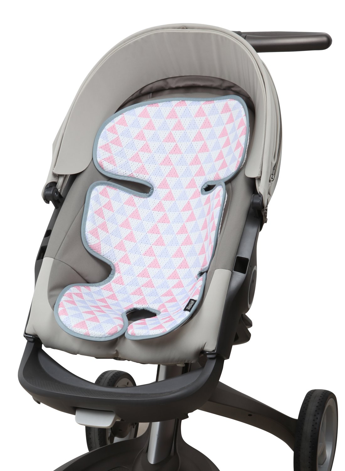 Manito Clean Basic 3D Mesh Seat Pad - Breathable Cushion & Liner for Baby Stroller, Car Seat - Triangle Pink & Purple Design | Perfect for Hot Weather & Long Rides