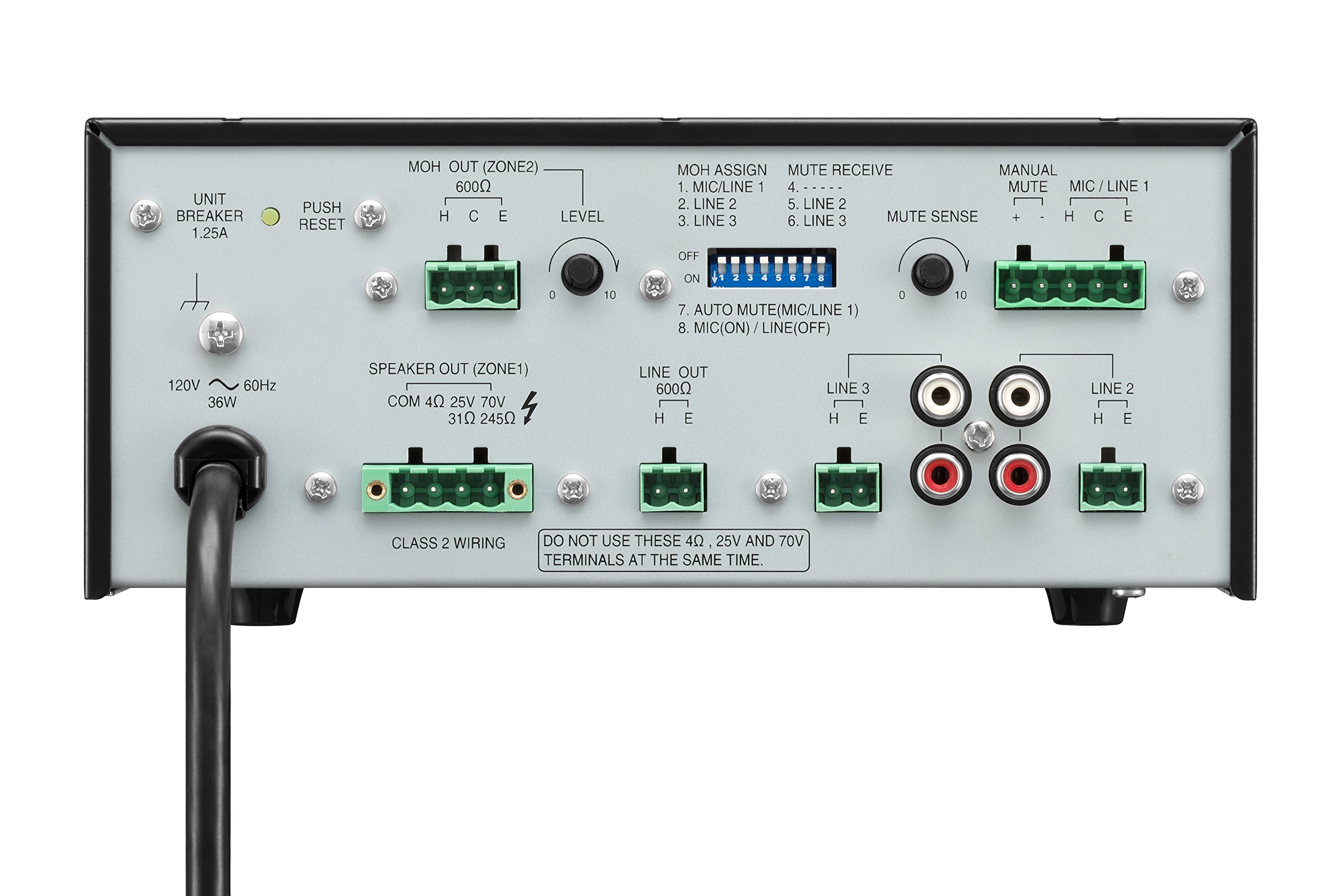 TOA BG-235 35W Mixer Amplifier with Removable Terminal Blocks, MOH/ZONE 2 Output, Auto/Manual Mute - Perfect for PA Systems, Background Music & Commercial Audio Installations
