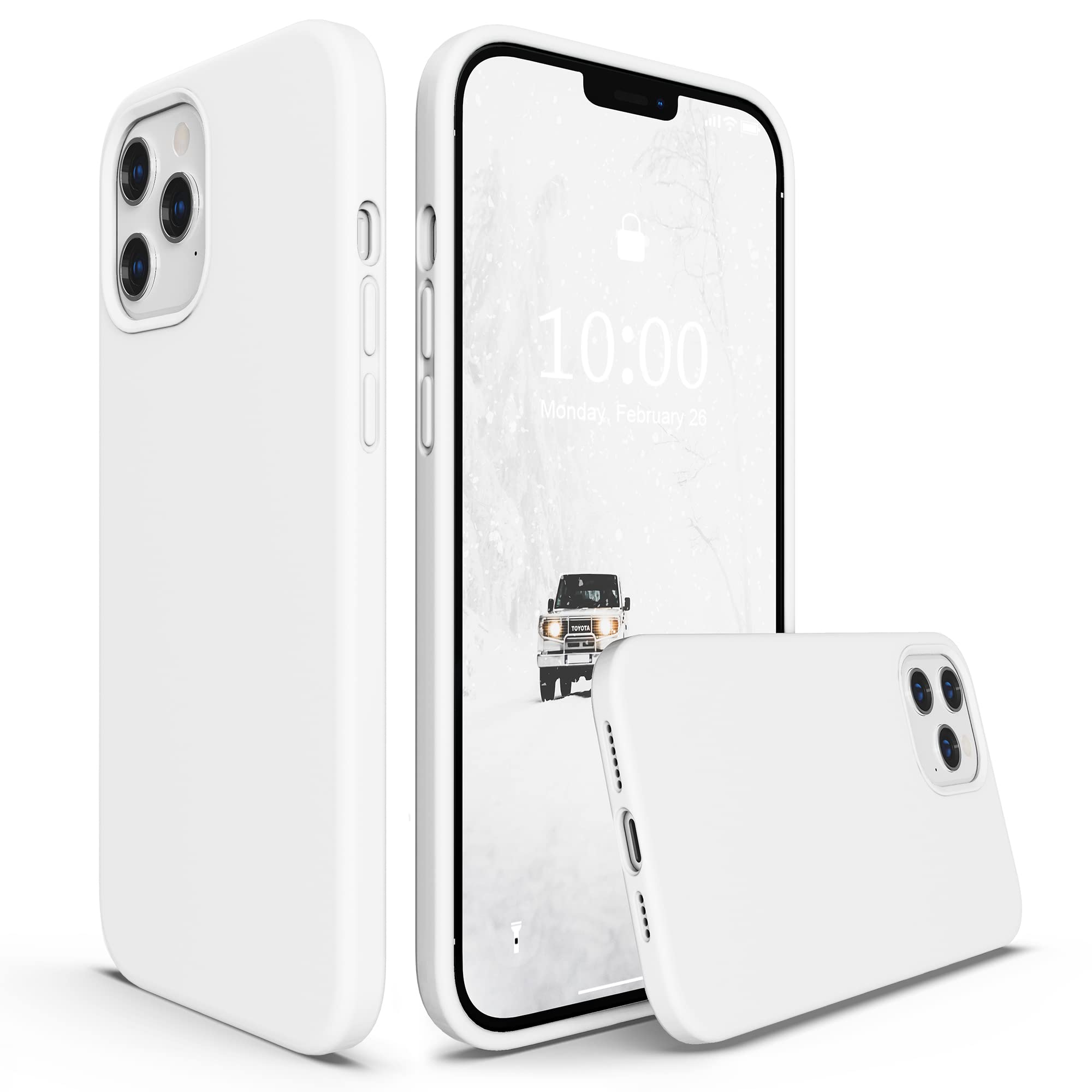 SURPHY Liquid Silicone Case for iPhone 12 Pro Max 6.7 Inch (2020) - Shockproof Protective Phone Cover with Microfiber Lining - Slim Fit Soft TPU Case (White) | Perfect for Daily Use, Work & Travel Protection
