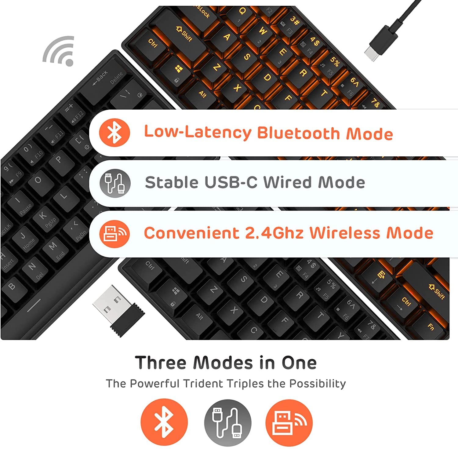 RK ROYAL KLUDGE RK61 Wireless 60% Mechanical Keyboard - Triple Mode (BT5.0/2.4G/USB-C), Hot-Swappable Blue Switches, Compact 61-Key Design for Gaming & Typing, Software Customizable - Perfect for Office Work, Home Use & Esports (Black)