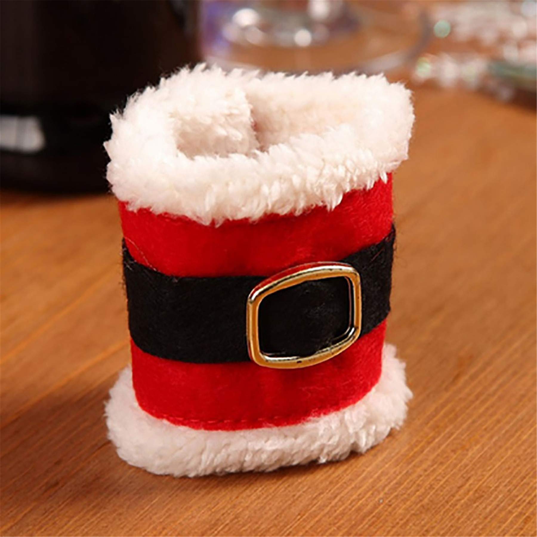 Christmas Napkin Rings - 4Pcs Plush Flannel Santa Belt Napkin Holders for Holiday Dinner Table Decor | Perfect for Party, Banquet & Festive Gatherings