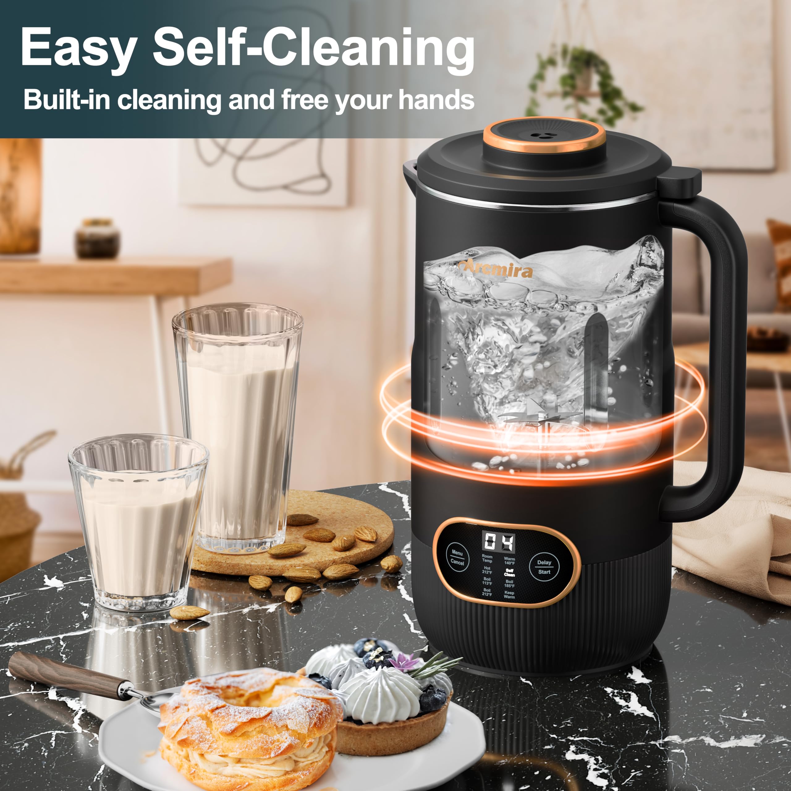 Best Nut Milk Maker Machine - 35oz (1000ml) for Homemade Almond, Oat, Coconut & Soy Milk | Non-Dairy Beverage Maker with Delay Start, Keep Warm & Self-Cleaning | Perfect for Vegan, Keto & Healthy Lifestyles | Kitchen & Breakfast Essential