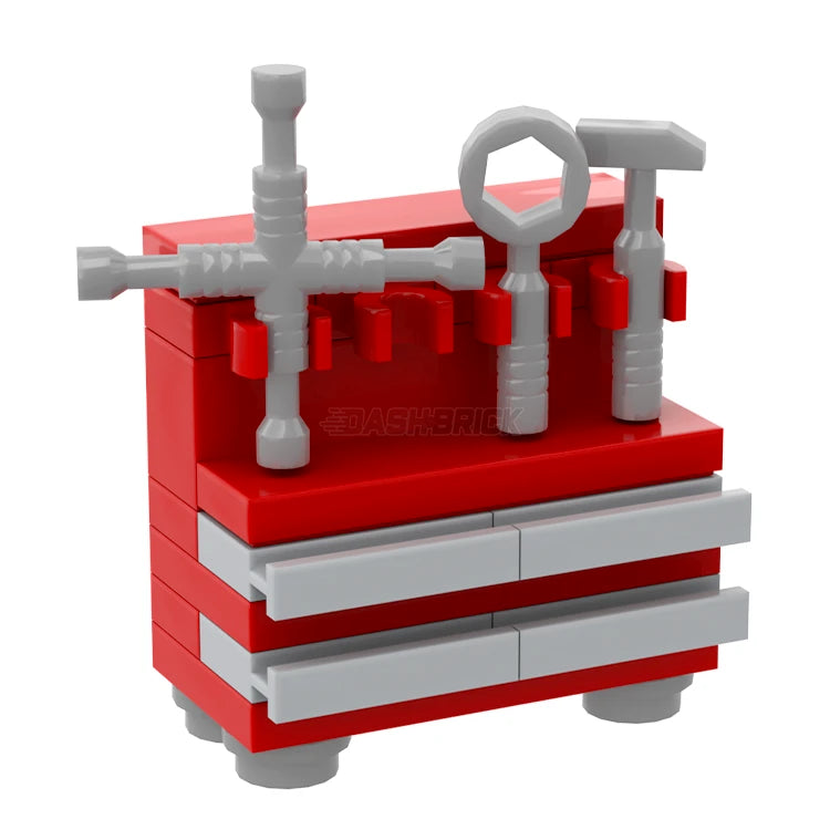 LEGO Garage Tool Chest & Storage Drawers - MiniMOC Auto Workbench for Toy Car Repair & DIY Play | Perfect for Kids' Pretend Play & STEM Learning Activities