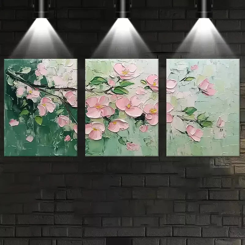 3-Piece Magnificent Pink Floral Canvas Art Set with Greenery - 50x70cm Framed Wall Decor | High Quality Print | 100% Australian Made | Ready to Hang | Perfect for Living Room, Bedroom & Office Decor