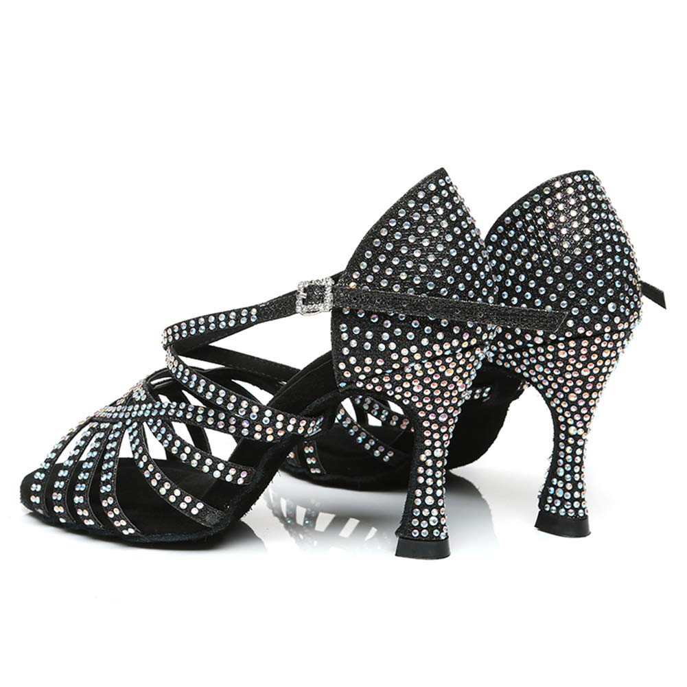 HROYL Women's Rhinestone Latin Dance Shoes for Ballroom, Salsa & Performance - Model L467 | Perfect for Dance Competitions, Shows & Practice