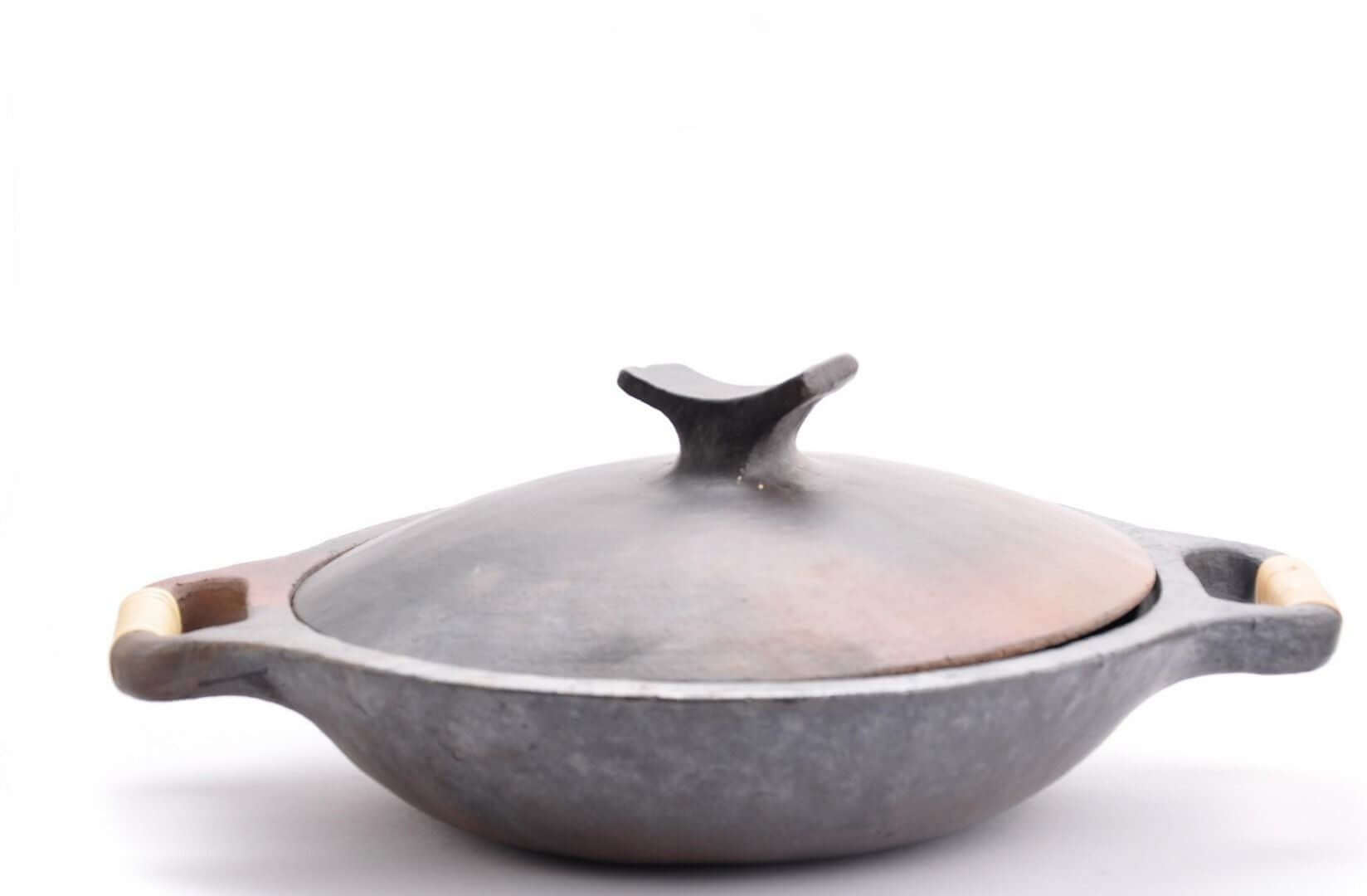Authentic Manipur Black Pottery Kadai – Handcrafted Indian Clay Cooking Pot for Traditional Dishes | Perfect for Stews, Curries & Slow Cooking