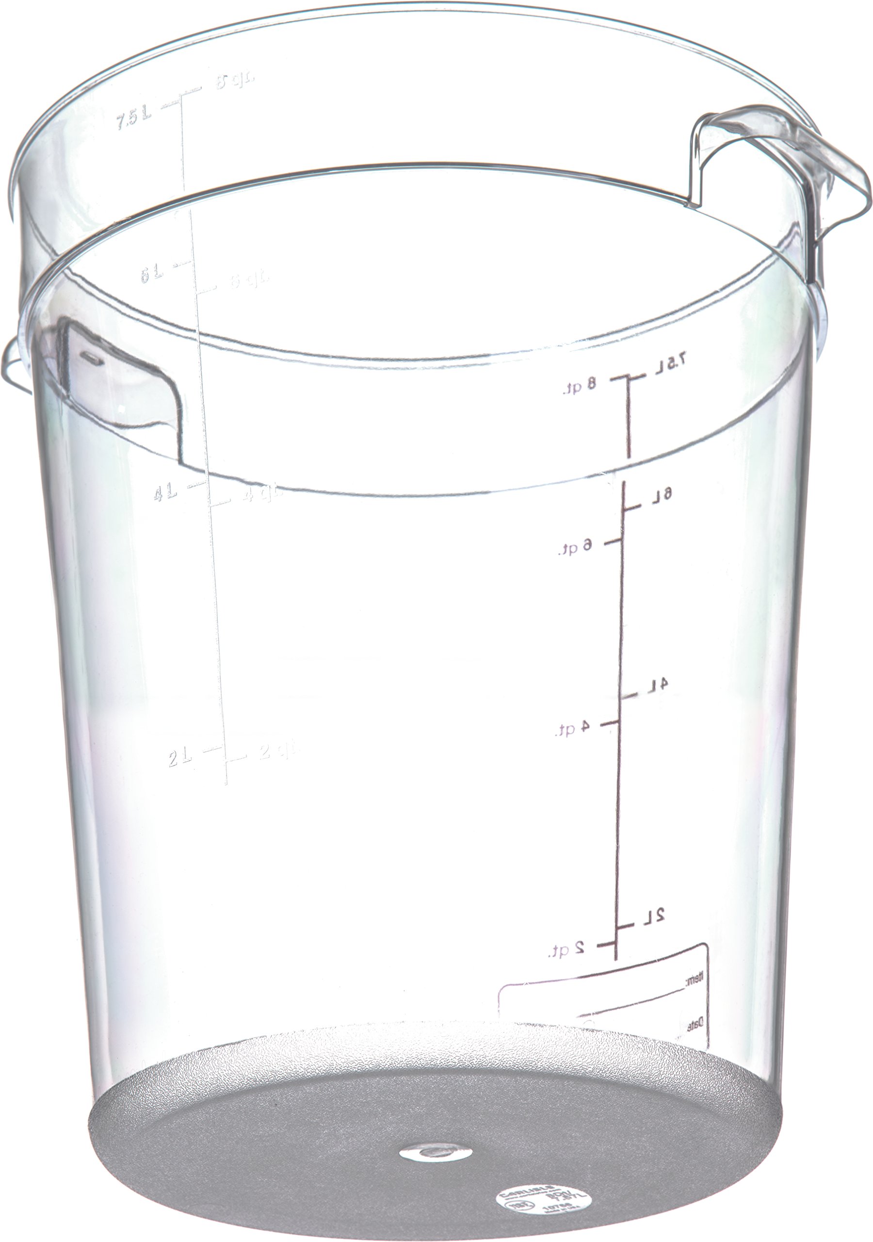Carlisle Storplus 8 Quart Clear Polycarbonate Round Food Storage Container - Stackable Design for Catering, Buffets & Restaurants | Ideal for Food Prep, Leftovers & Commercial Kitchen Storage