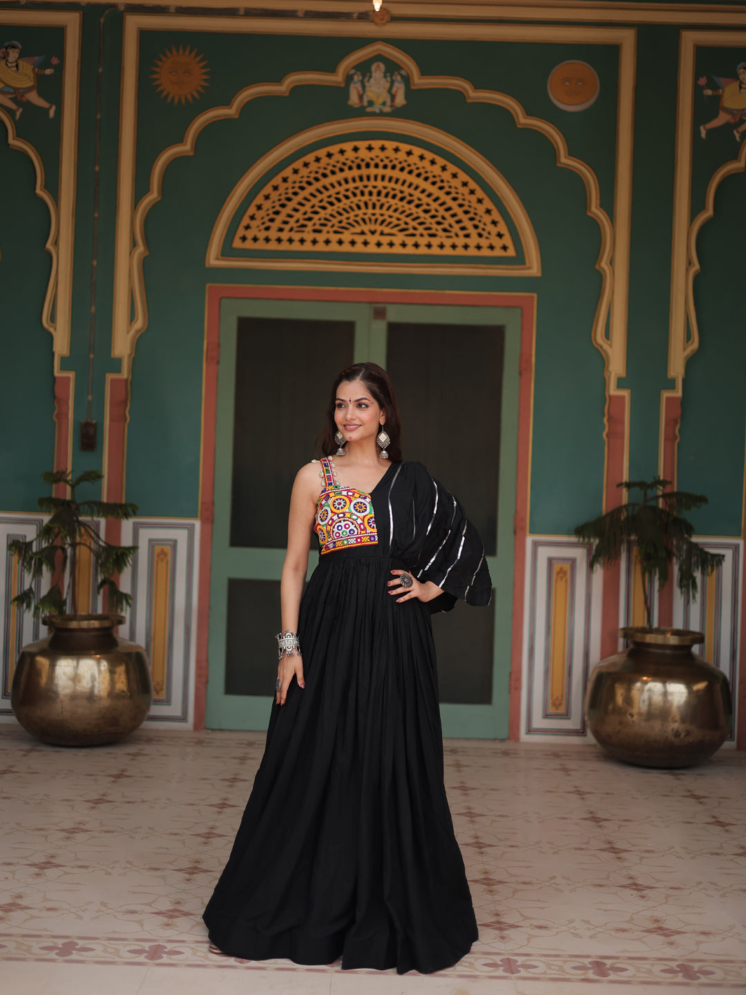 Elegant Black Rayon Designer Long Gown with Intricate Embroidery - Perfect for Evening Parties, Weddings & Special Occasions