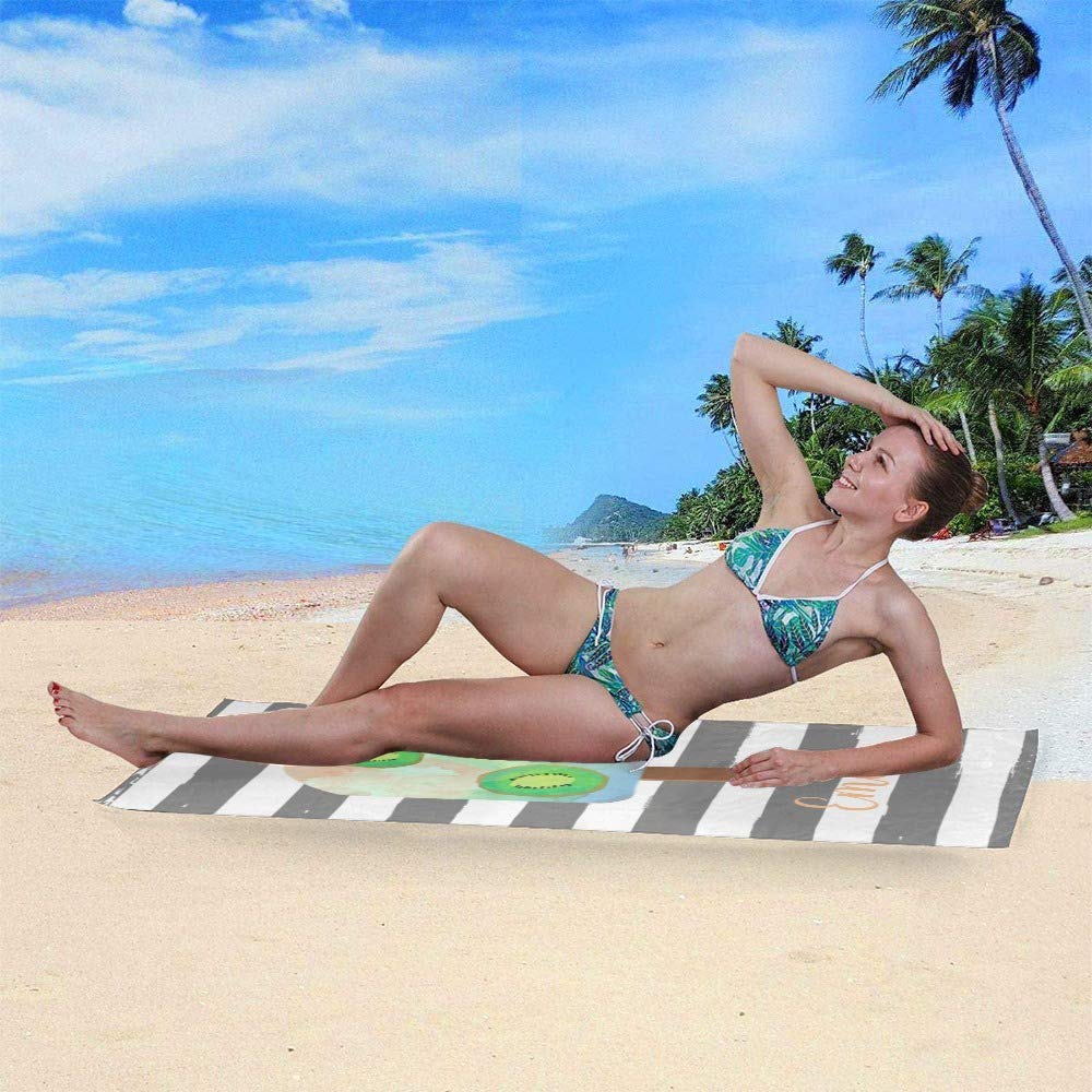 Custom Personalized Beach Towels with Name - Striped Popsicle Design for Adults, Kids, Women & Men | Soft Microfiber Travel Towel (60x30 Inches) for Beach, Pool, Bathroom & Vacation Gifts