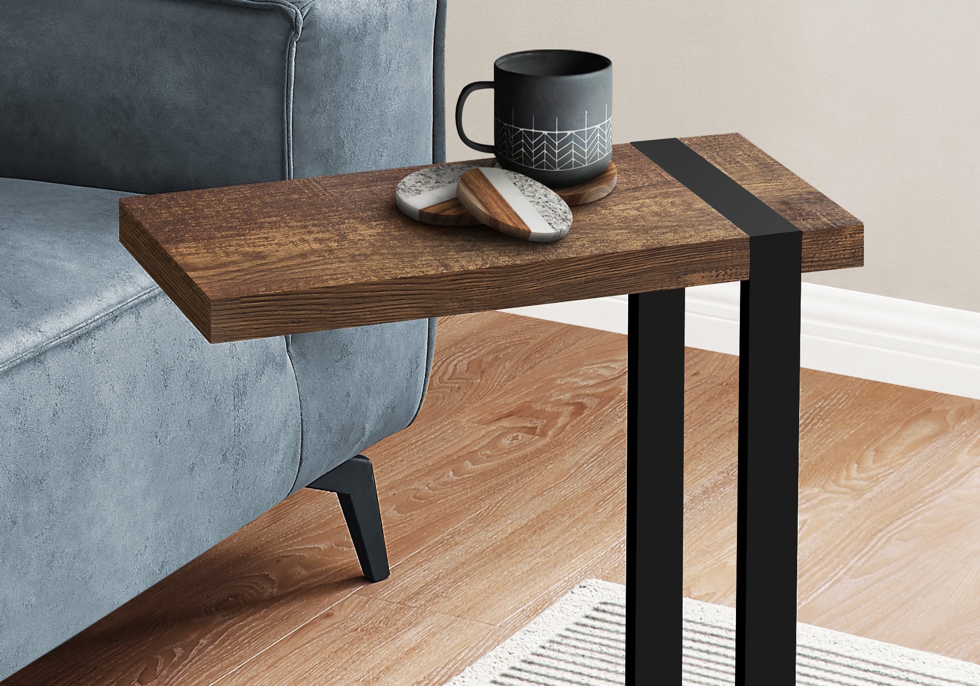 Rustic Brown Reclaimed Wood Look Accent Table with Black Metal Frame - Perfect for Living Room, Bedroom, or Entryway Décor