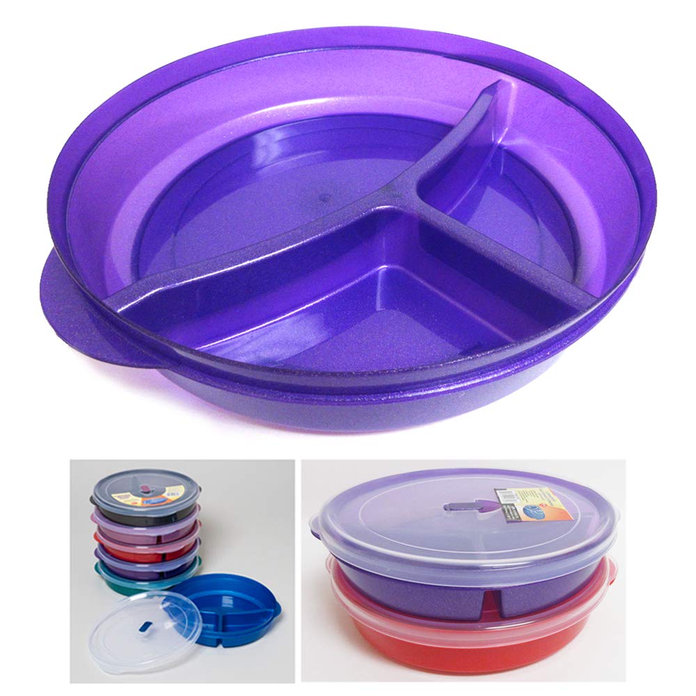 2 Pack BPA-Free Divided Plates with Lids - Microwave & Dishwasher Safe Lunch Containers for Kids, Adults | Perfect for School, Office, Picnics & Meal Prep