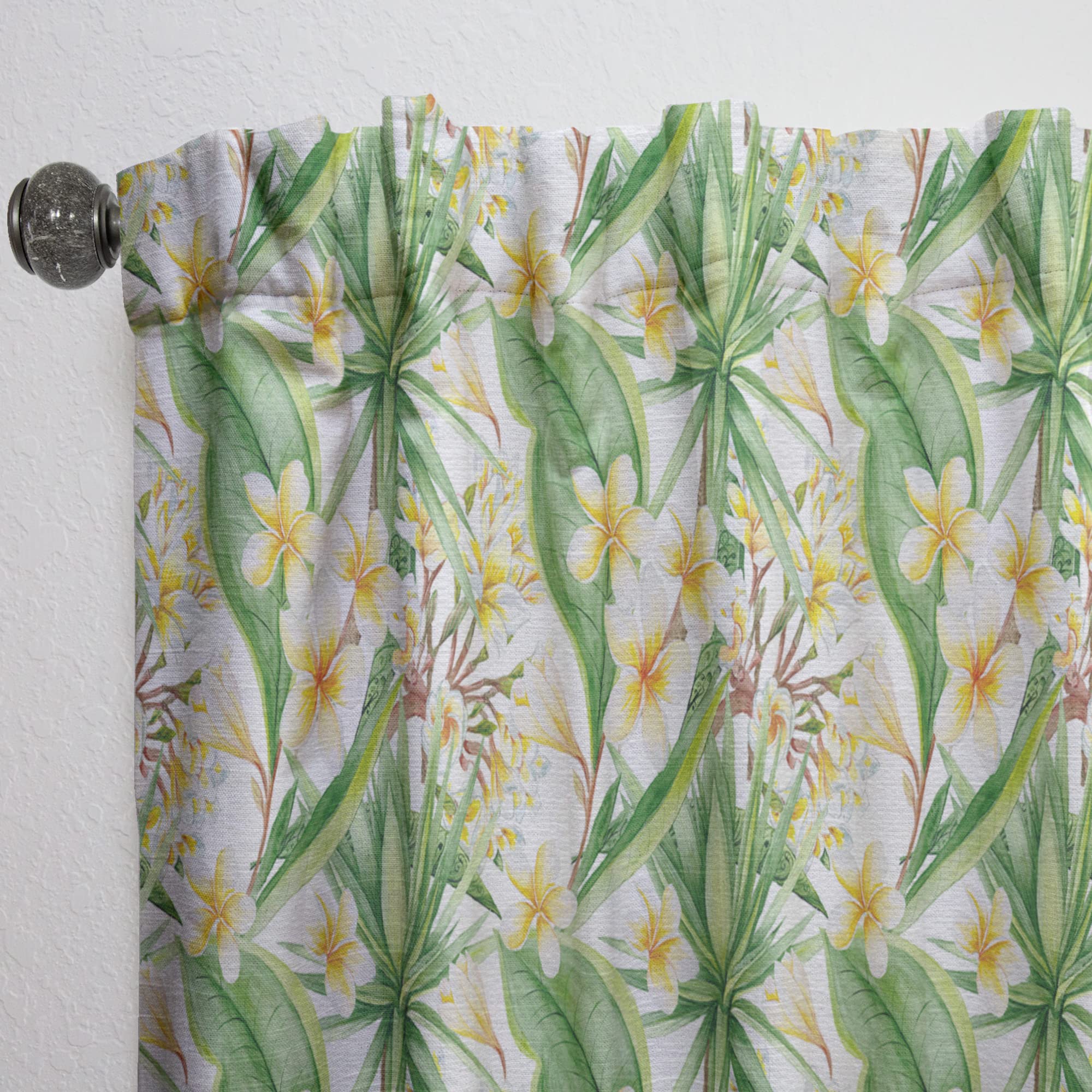 DesignQ White Tropical Flowers Botanical Curtains - Thermal Insulated Single Panel 52x63 Inches - Elegant Window Treatments for Bedroom & Living Room - Perfect for Home Decor, Privacy & Sun Protection