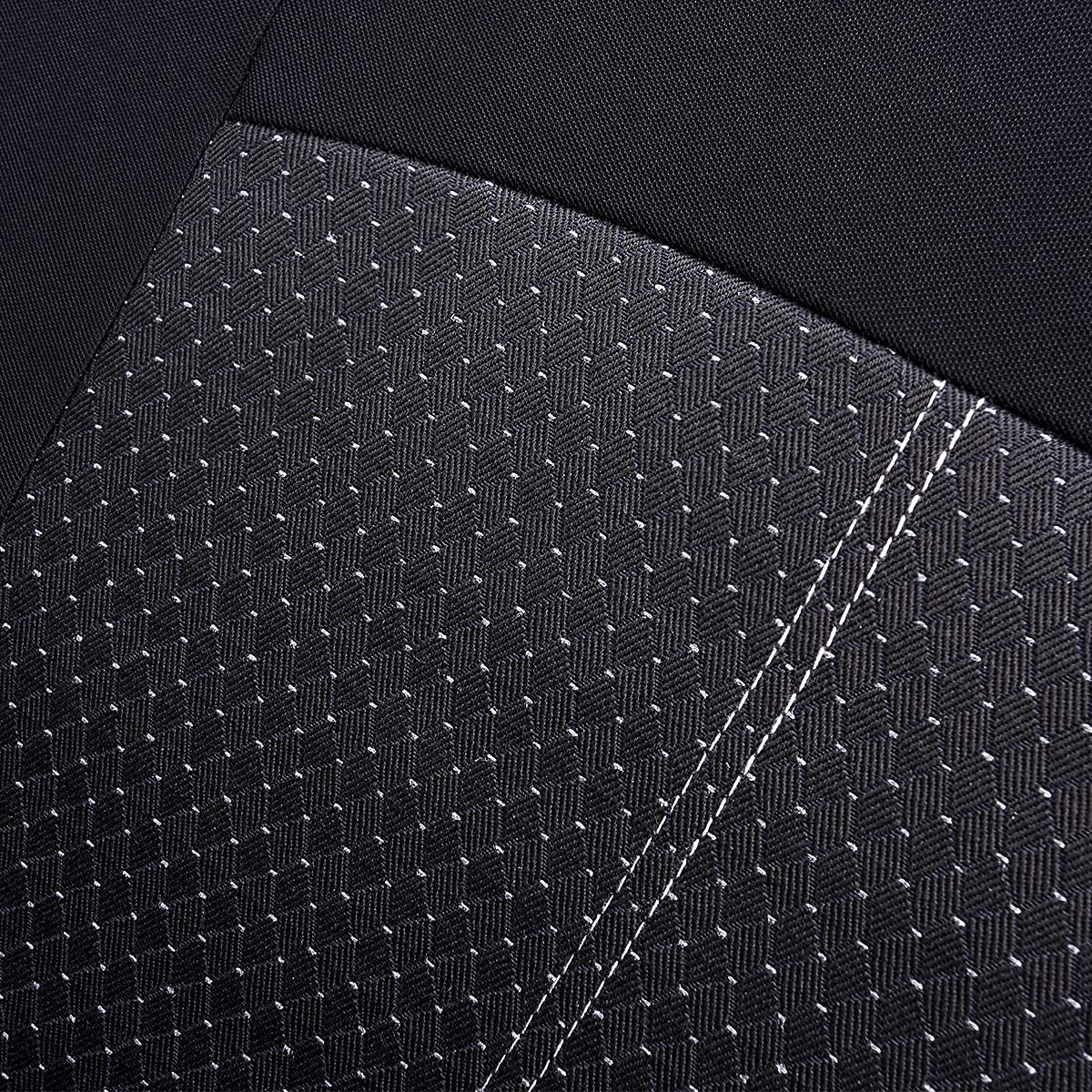 Universal Car Seat Covers Full Set - Compatible with Most Cars, Trucks, SUVs & Vans | Jacquard & Polyester Fabric | Airbag Safe | Low Back Design in Black | Perfect for Road Trips, Daily Commutes & Vehicle Protection