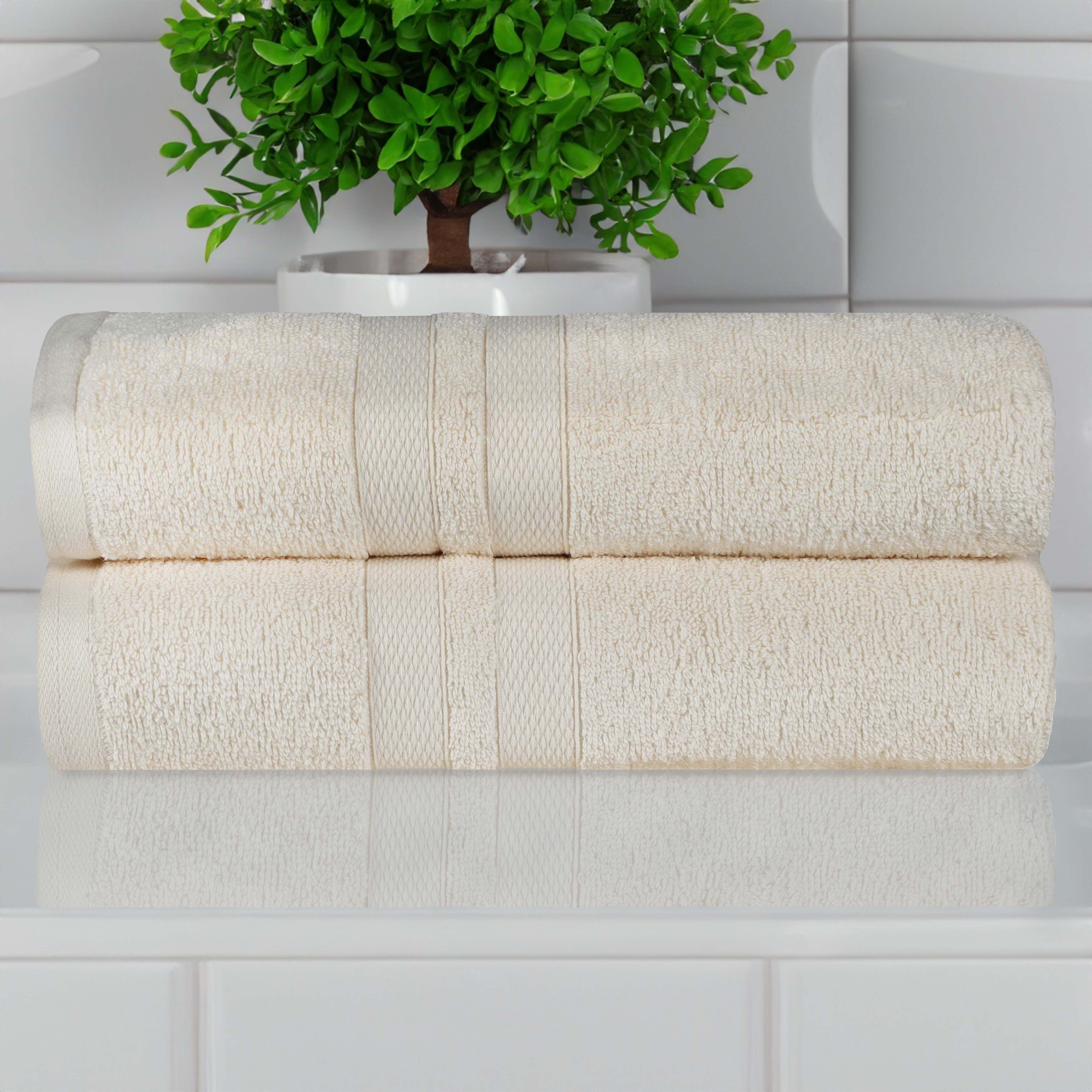 Ultra Soft 100% Cotton Quick Dry Bath Towels Set of 2 - Absorbent & Plush for Bathroom, Spa, Pool, Gym & Beach Use