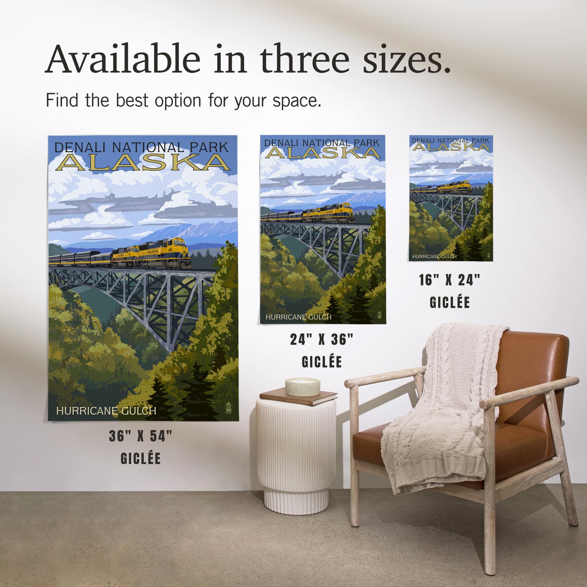 Lantern Press 16x24 Inch Giclee Art Print - Denali National Park Alaska Landscape with Hurricane Gulch - Wall Decor for Living Room, Bedroom & Office