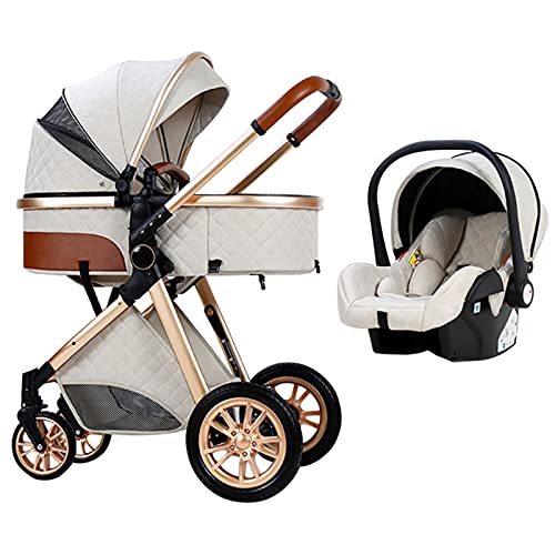 3 in 1 Baby Travel System - Lightweight Aluminum Frame Stroller with Reversible Seat & Foldable Design for Newborn to Toddler | Perfect for Shopping, Travel & Daily Walks (Creamy White)