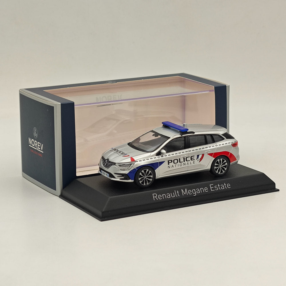 1/43 Scale Norev Renault Megane Estate 2022 Police Nationale Silver Diecast Car Model - Collectible Miniature Vehicle for Display, Gift & Police Car Enthusiasts
