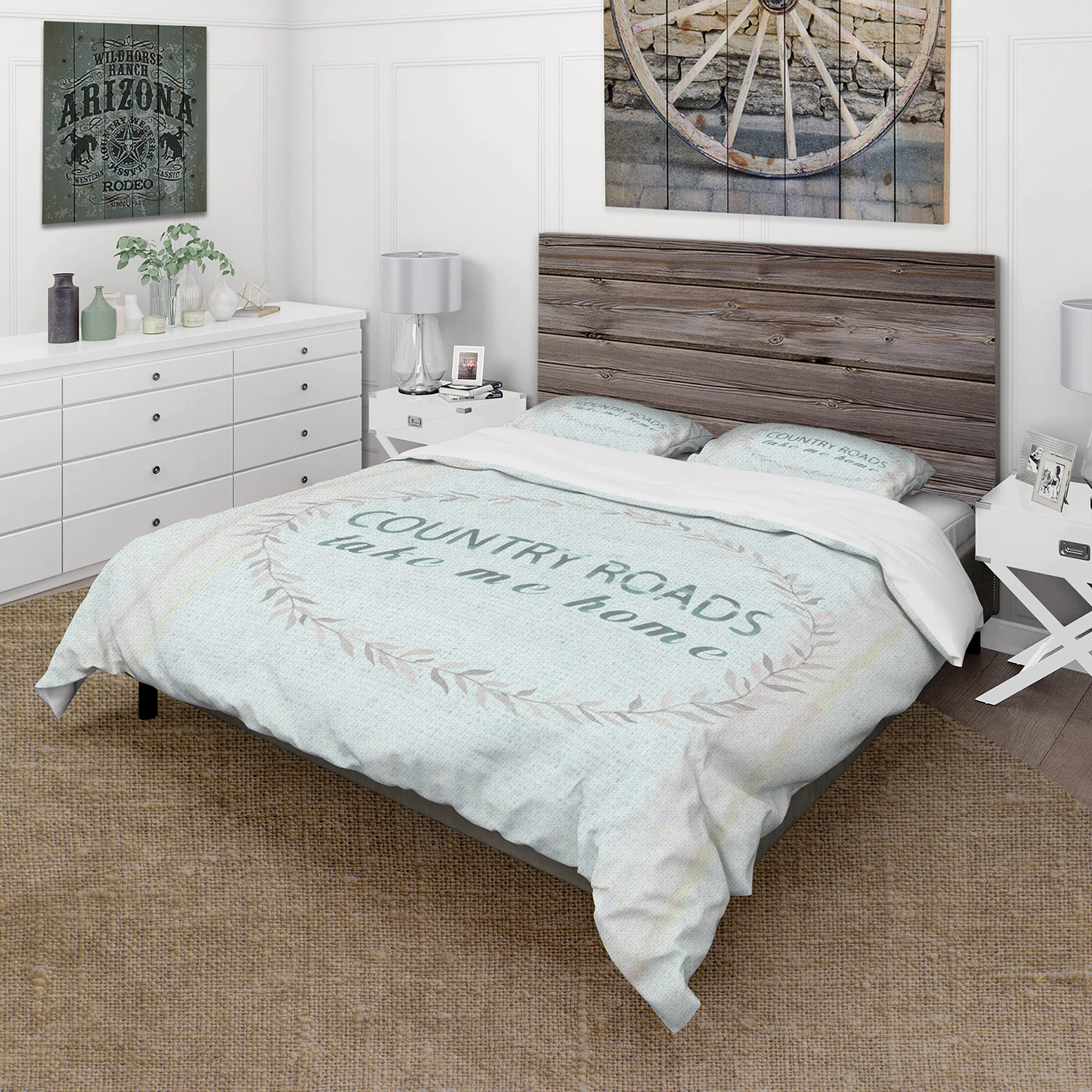 Farmhouse Floral Duvet Cover Set Twin Size - Blue Farmhouse Bedding 3 Piece Set for All Seasons | Cozy Farmhouse Style Bedroom Decor for Guest Rooms & Master Suites