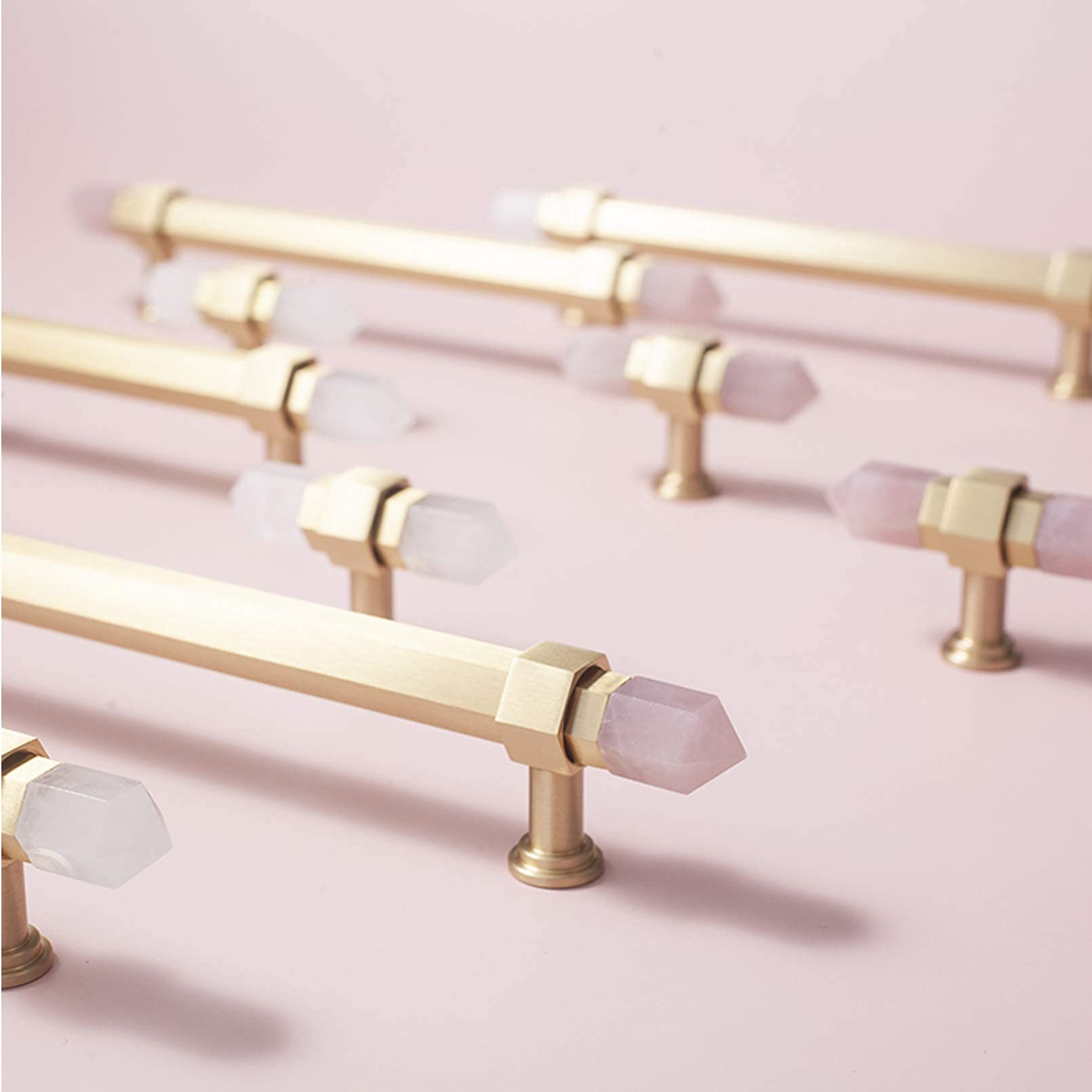 White Crystal Brass Kitchen Cabinet T-Bar Handles - 320mm Hole Center Drawer Pulls for Cupboards, Bathroom Vanities & Furniture - Elegant Hardware for Modern & Traditional Home Decor