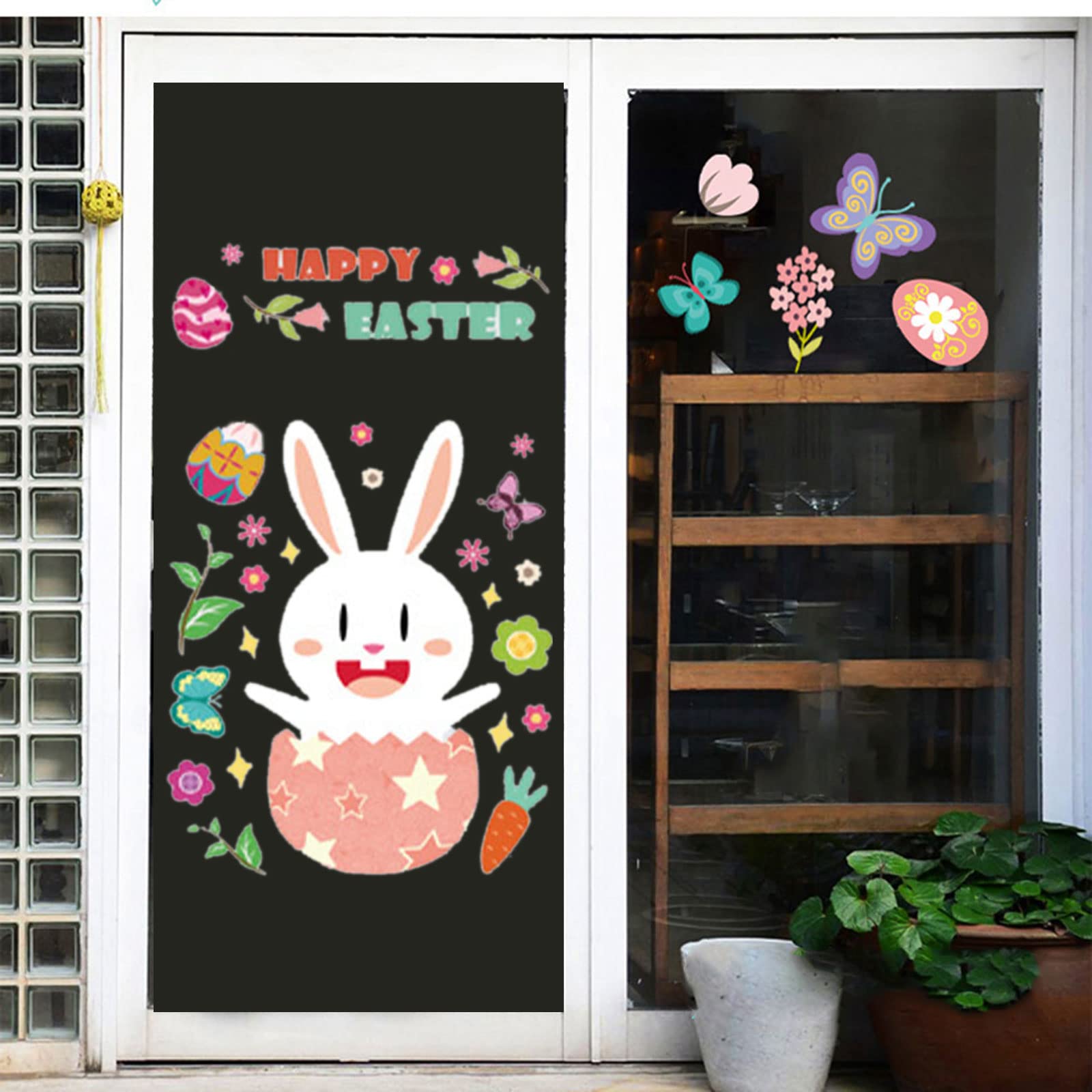 Charlotte Easter Wall Stickers - Set of 9 PVC Self-Adhesive Electrostatic Posters for Easter Decorations - Perfect for Home, Office, Classroom & Party Decor (Style: Sq640)