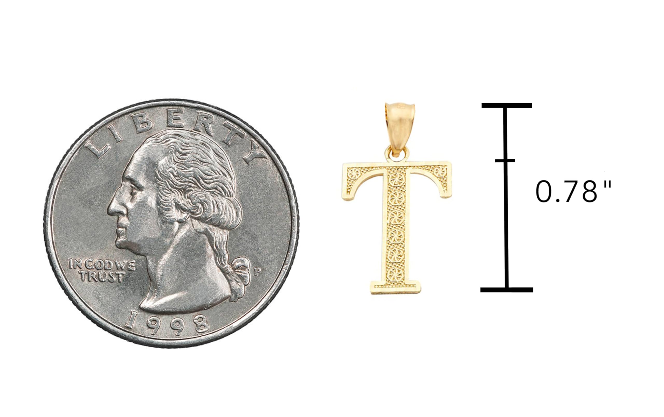 10K Yellow Gold Diamond Cut A to Z Alphabet Initial Letter Charm Necklace Pendant - Personalized Name Jewelry for Women, Girls - Perfect Gift for Birthday, Anniversary, Valentine's Day & Everyday Wear