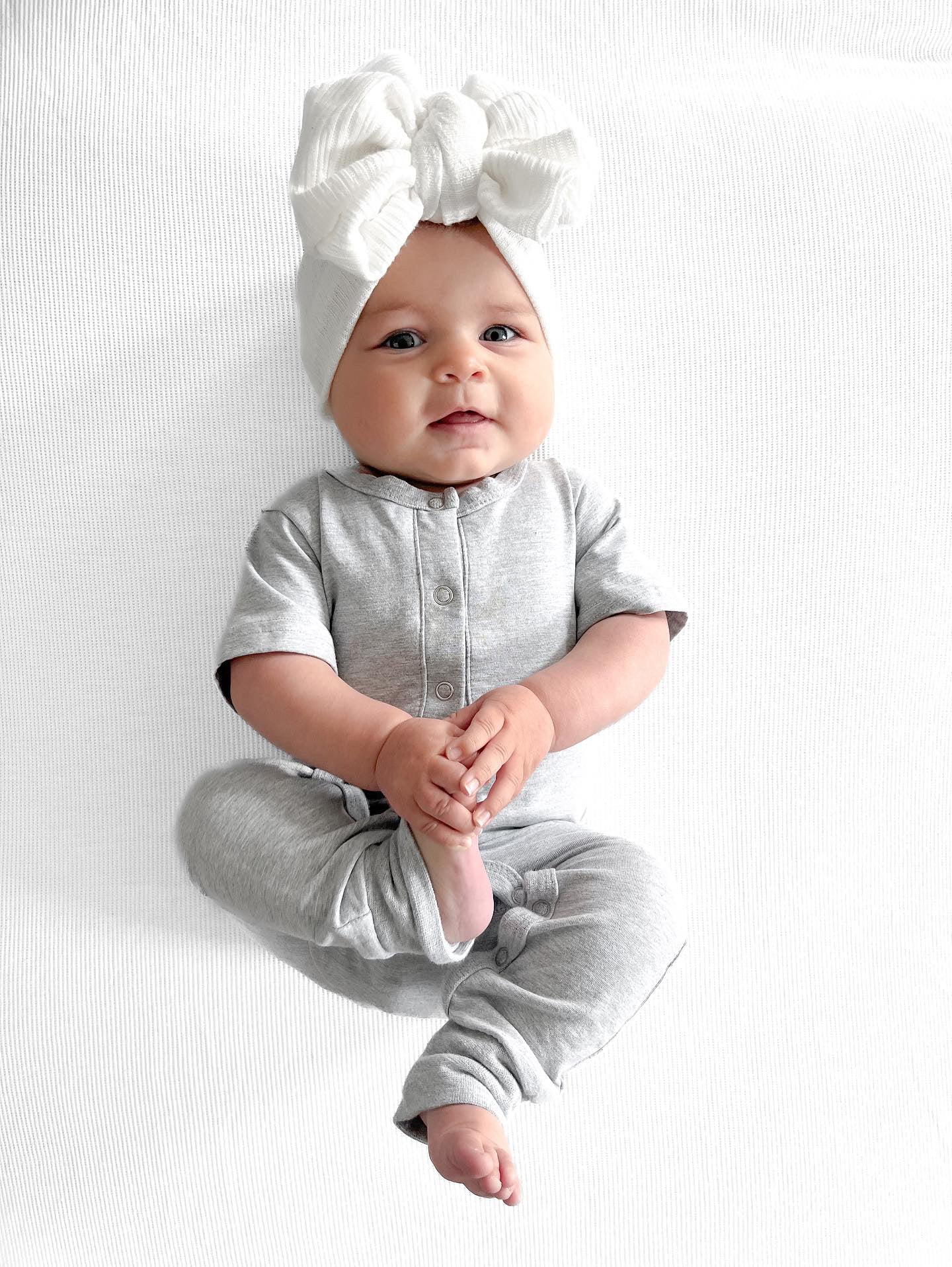 Classic Snap Romper for Baby - Soft Grey Cotton Jumpsuit | Perfect for Playtime, Outings & Photo Shoots