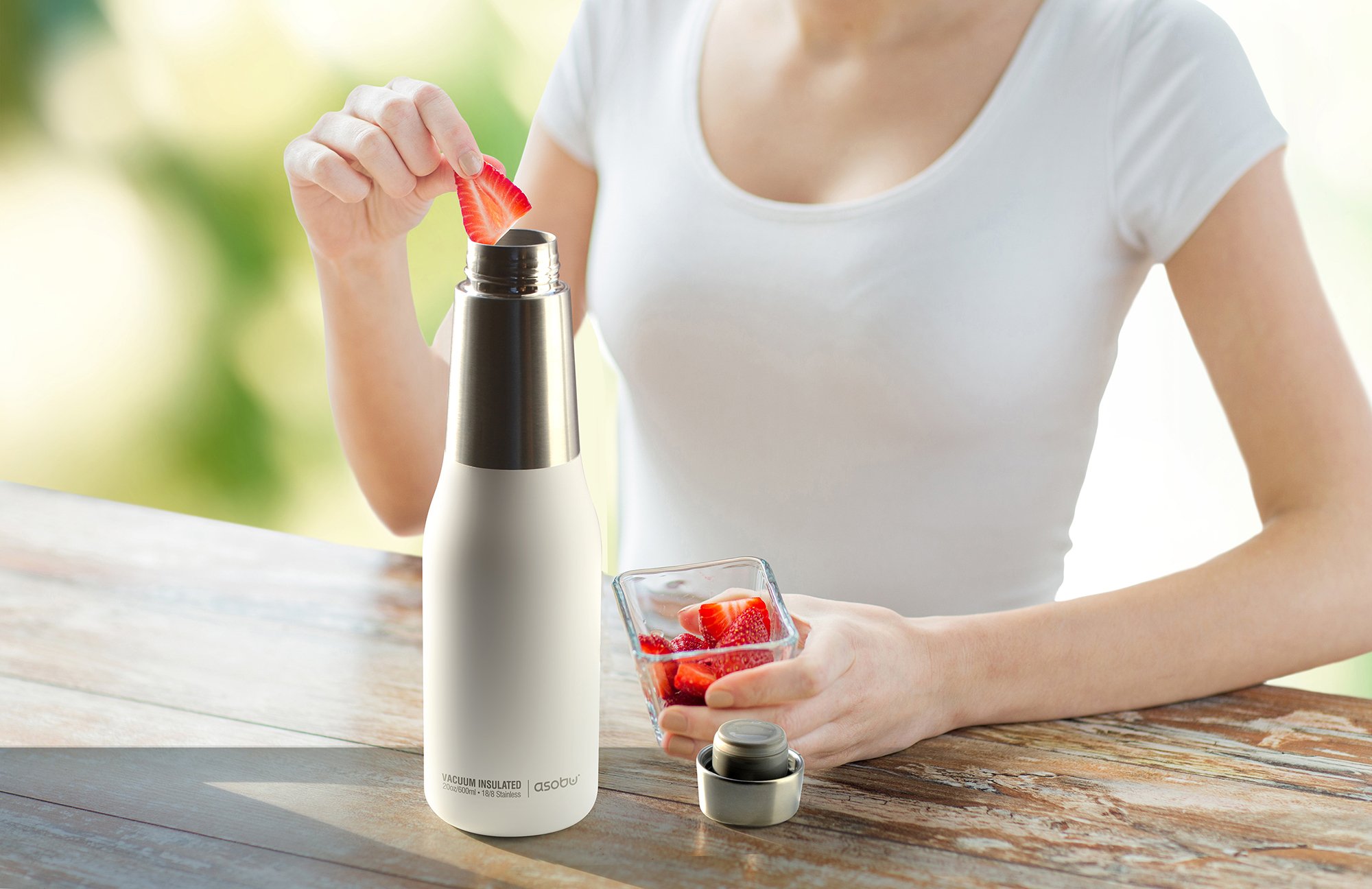 Asobu The Oasis 20oz Vacuum Insulated Stainless Steel Water Bottle - Double Wall Leakproof Design, White - Perfect for Gym, Hiking, Travel & Everyday Hydration