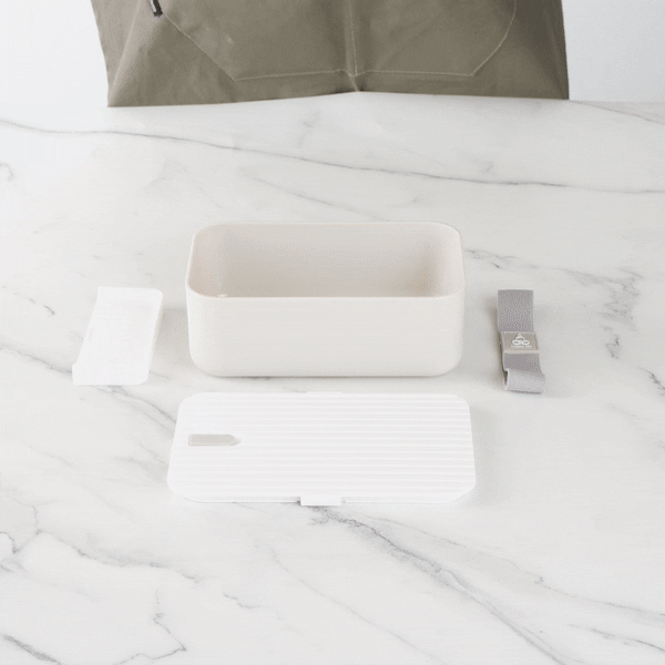 Bento Tek 34 oz Gray Buddha Box Lunch Container with White Lid - 7.5