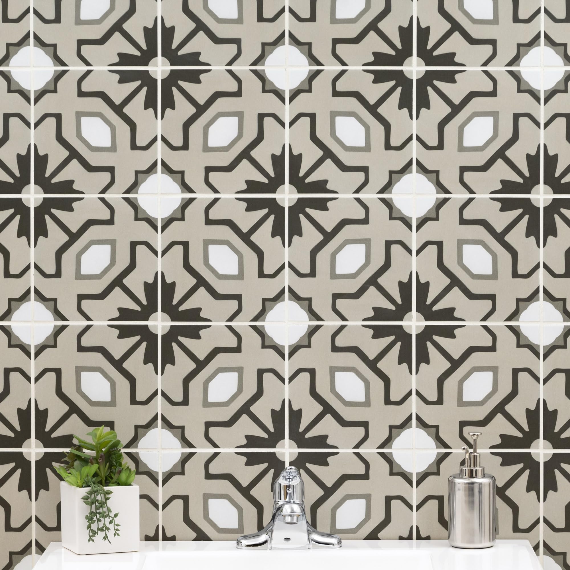MSI Tahari 8x8 Inch Encaustic Matte Porcelain Tile - Waterproof Floor & Wall Tile for Bathroom, Kitchen Backsplash, Shower & Accent Wall - Durable Ceramic Tiles for Home, Office & Commercial Spaces