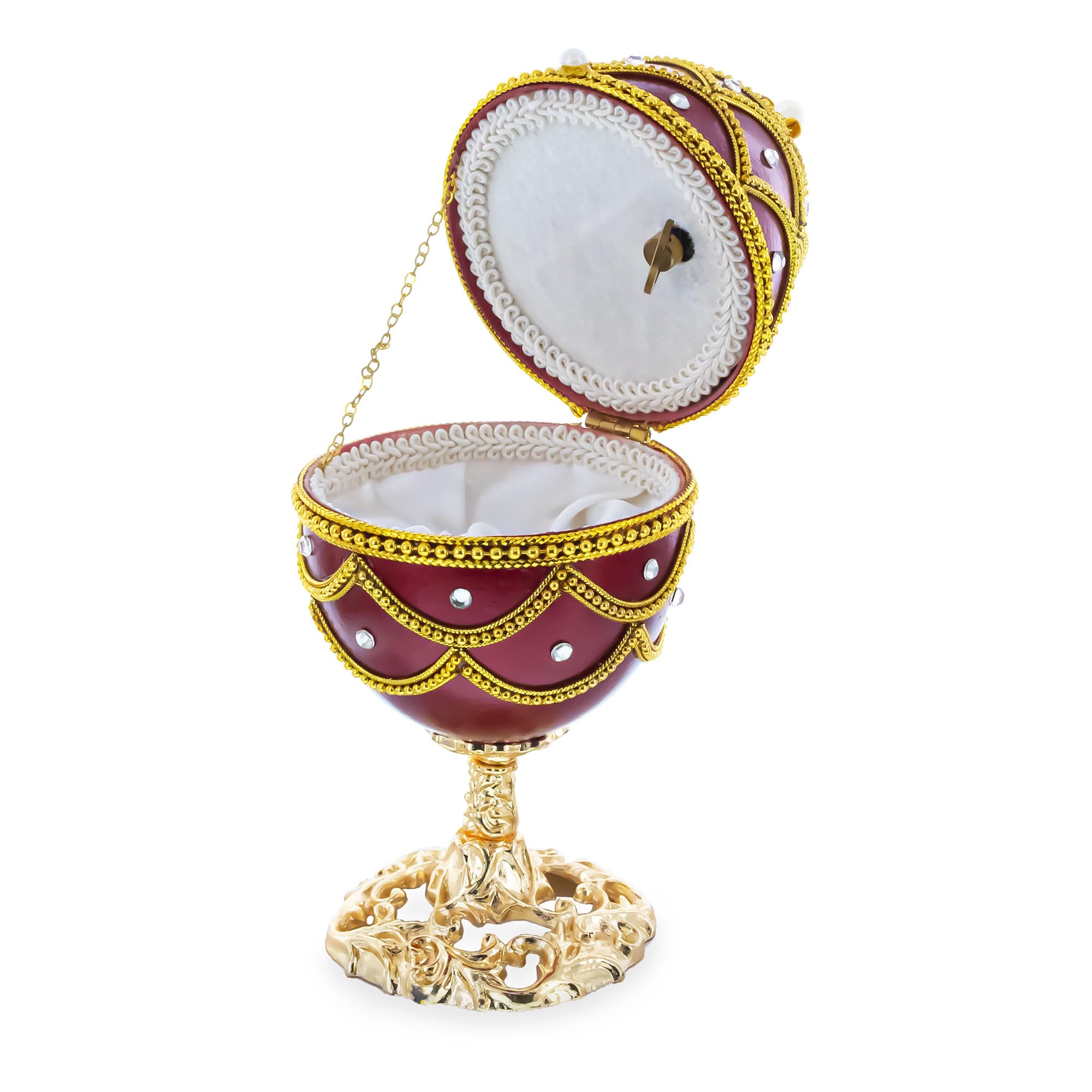 BestPysanky Real Eggshell Royal Inspired Musical Easter Egg - 5.4 Inches Hand-Painted Ukrainian Decor for Easter Celebrations, Home Decor & Gift Giving