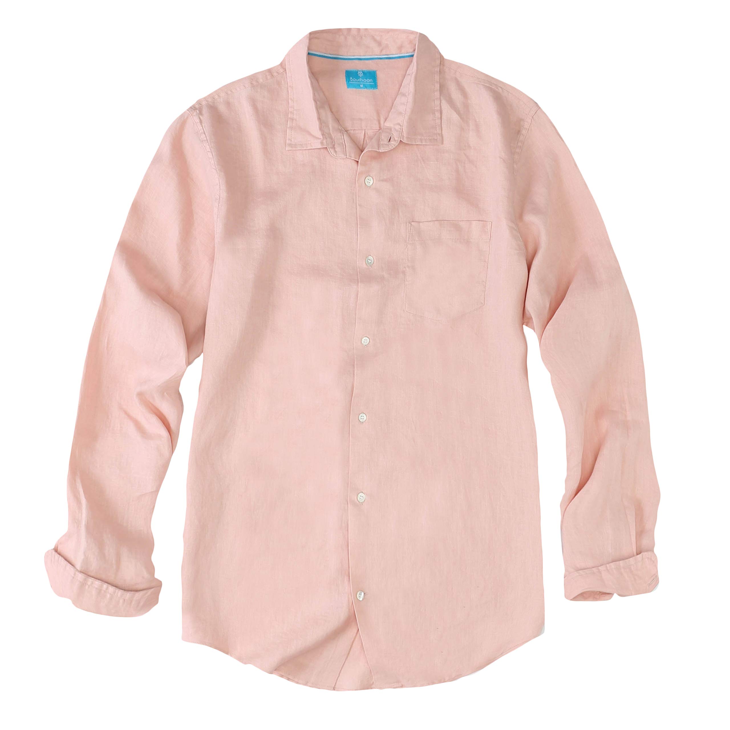 Men's 100% Linen Long Sleeve Shirt - Regular Fit Casual Button Down for Summer, Travel & Office Wear