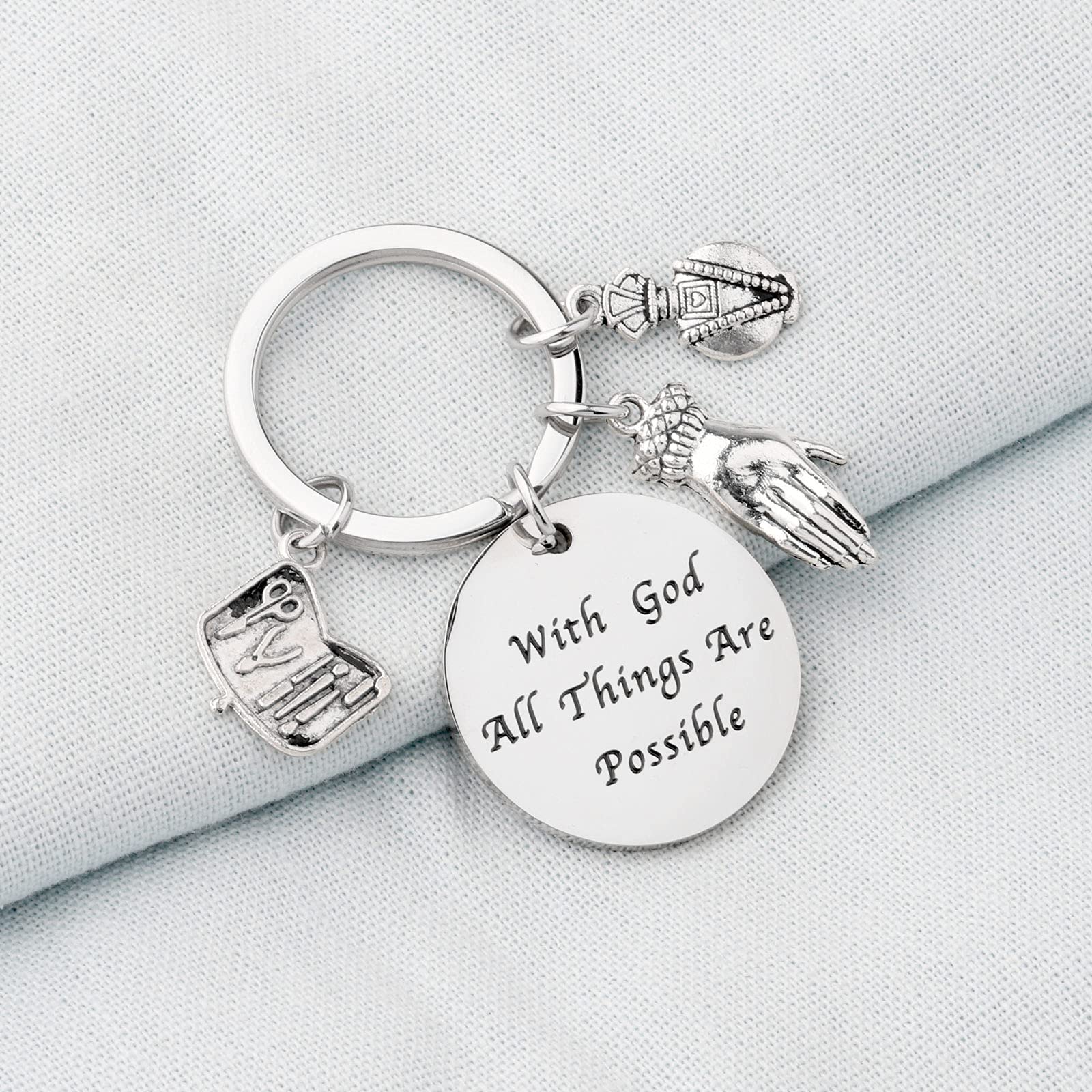 BEKECH Manicurist Keychain - Inspirational 'With God All Things Are Possible' Gift for Nail Technicians - Perfect for Nail Salon Appreciation, Cosmetology Graduation Gifts & Spa Thank You Presents