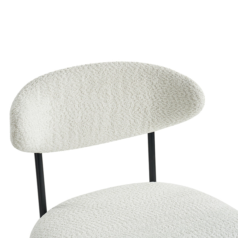 Konstantin Boucle Modern Dining Chair - Mid Century Upholstered Accent Chair for Kitchen, Dining Room & Office - Comfortable Velvet Fabric Seat with Wooden Legs