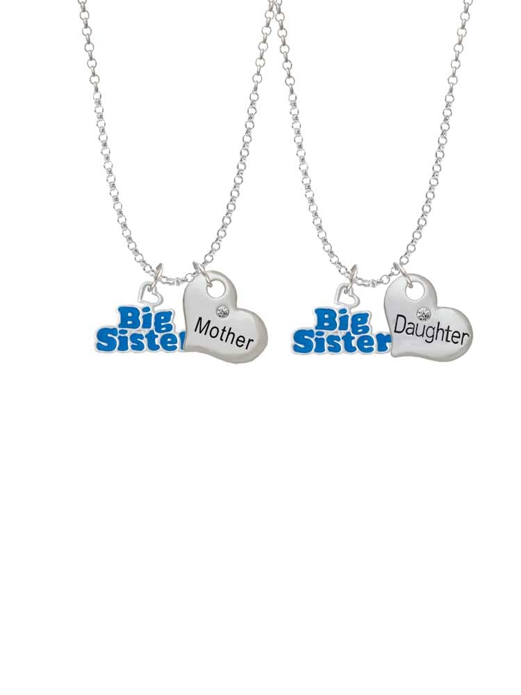 Delight Jewelry Silvertone 'Big Sister' Heart Necklace Set - Mother & Daughter Matching Pendant (2-Piece, 19