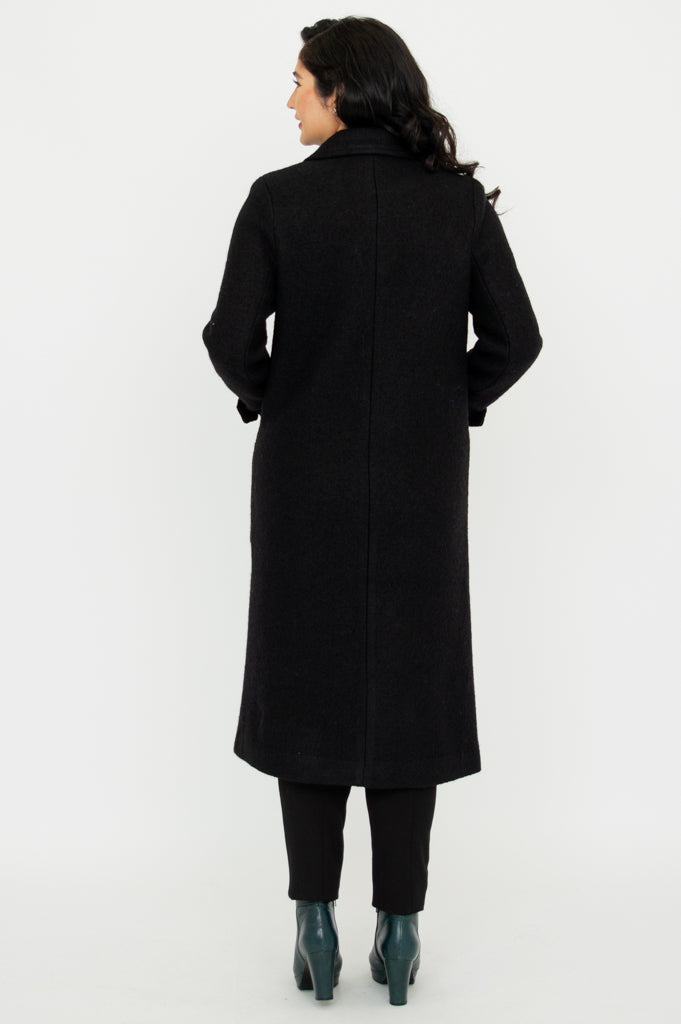 Edna Coat - Black Boiled Wool Women's Winter Jacket | Warm & Stylish Outerwear for Cold Weather