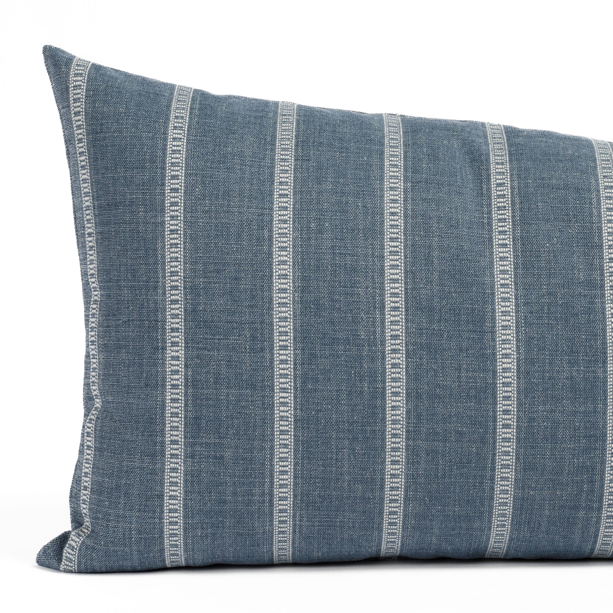 Brunswick Stripe 15x32 XL Lumbar Pillow in Chambray Blue - Perfect for Sofa, Bed & Office Chair Back Support
