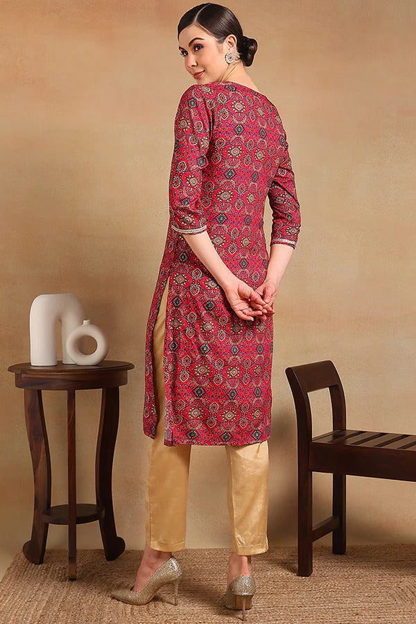 Stylish Pink Viscose Rayon Kurta Set for Women - Elegant Party & Festive Wear - Perfect for Diwali, Weddings, and Special Occasions