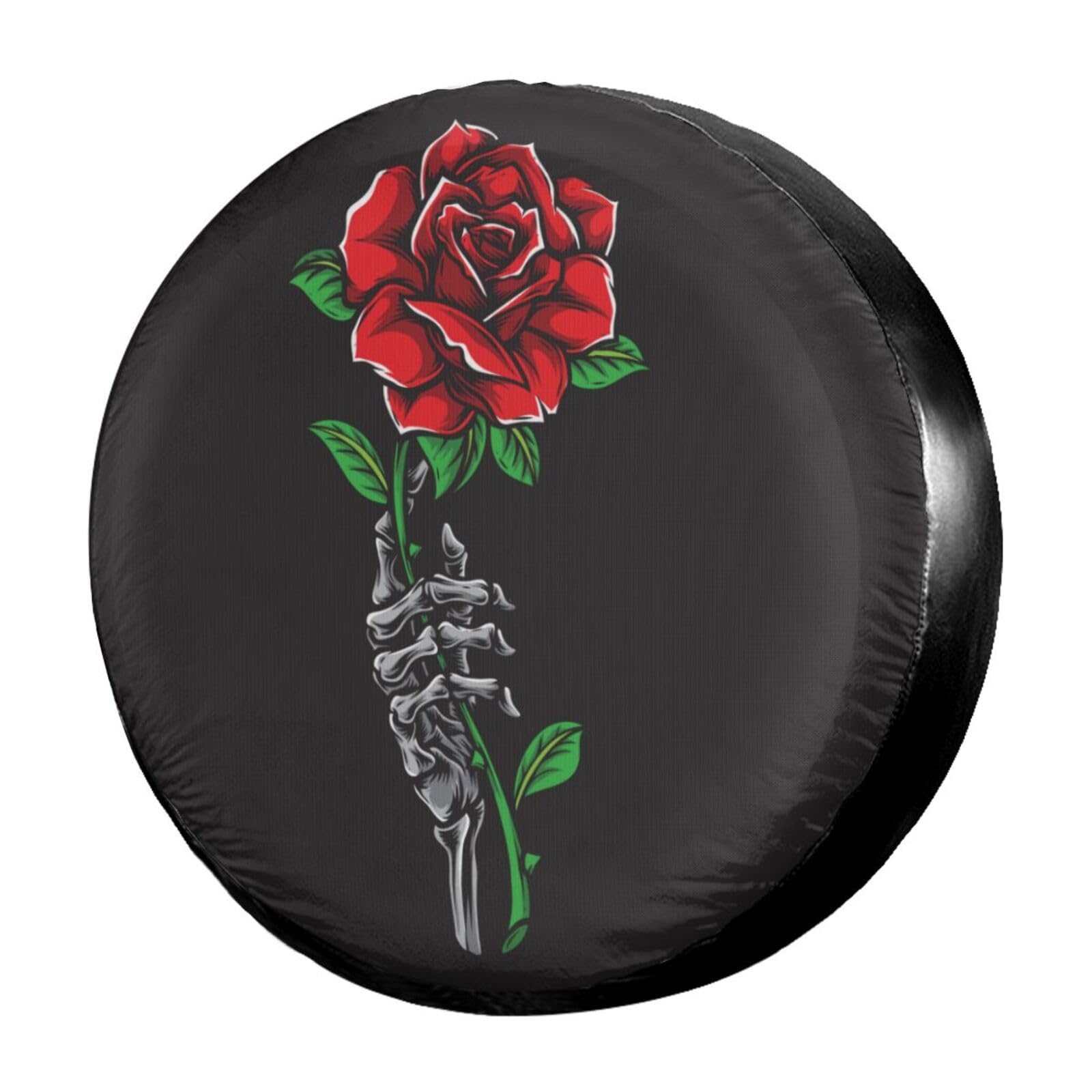 Skull Rose Printed Spare Tire Cover - 16 Inch Dust-Proof Wheel Protector for Trailer, RV, SUV & Vehicles | Outdoor Travel Accessories & Road Trip Essentials