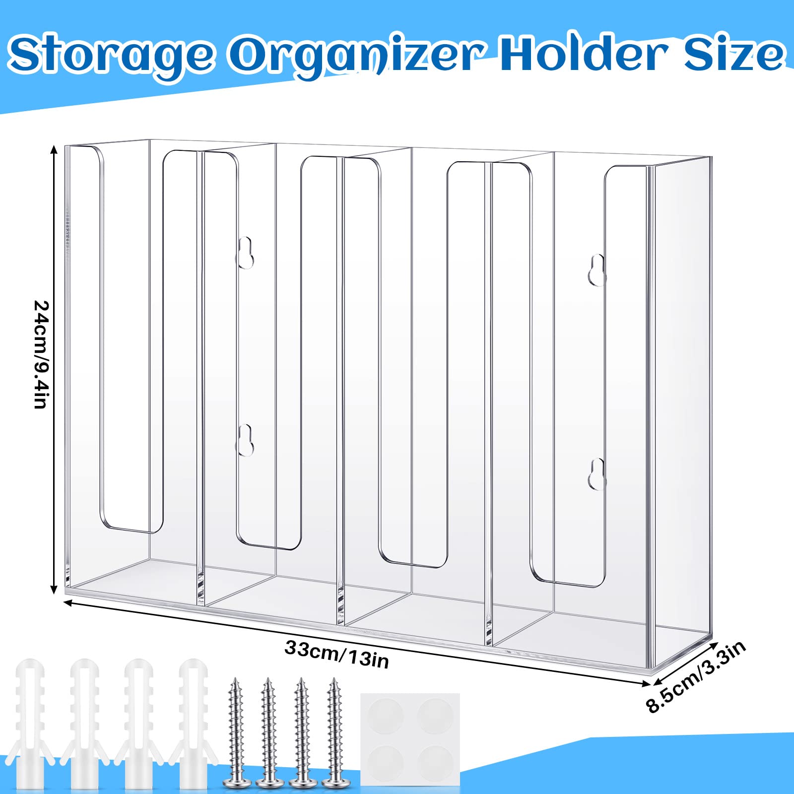 **Acrylic Cup Lid Organizer - 4 Compartment Sauce Cup Dispenser for Countertop or Wall Mount | Plastic Lids Storage Holder | Restaurant & Kitchen Supplies (Clear) | Perfect for Party, Home & Commercial Use**