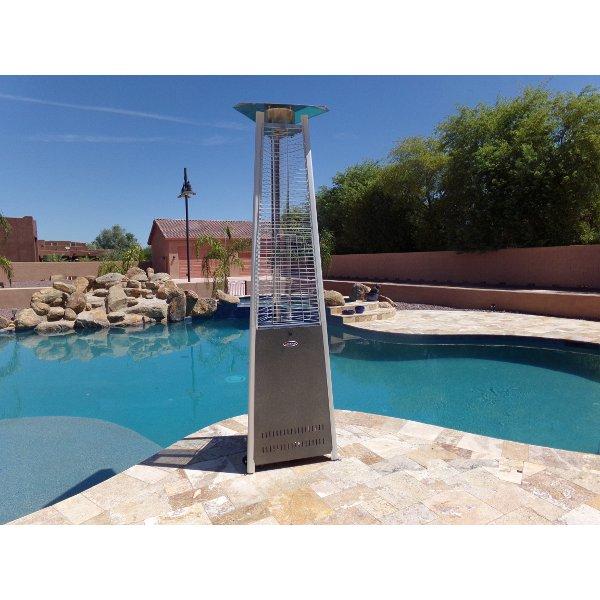Commercial Outdoor Patio Heater with Tall Triangle Glass Tube - Perfect for Restaurants, Hotels, and Backyard Gatherings